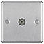 GoodHome Brushed Steel Raised rounded Wall-mounted Single TV socket