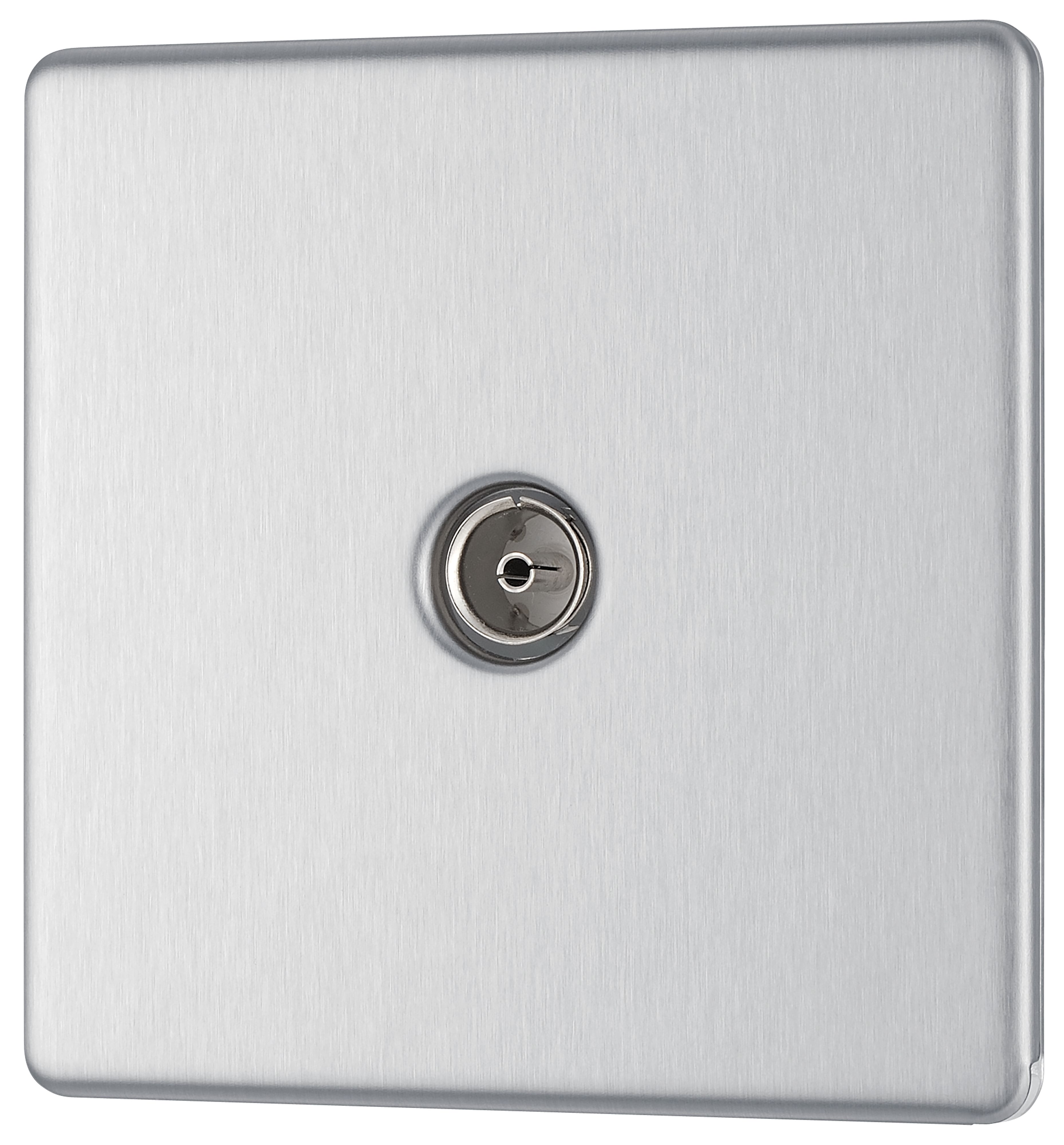 GoodHome Brushed Steel Single Screwless TV socket