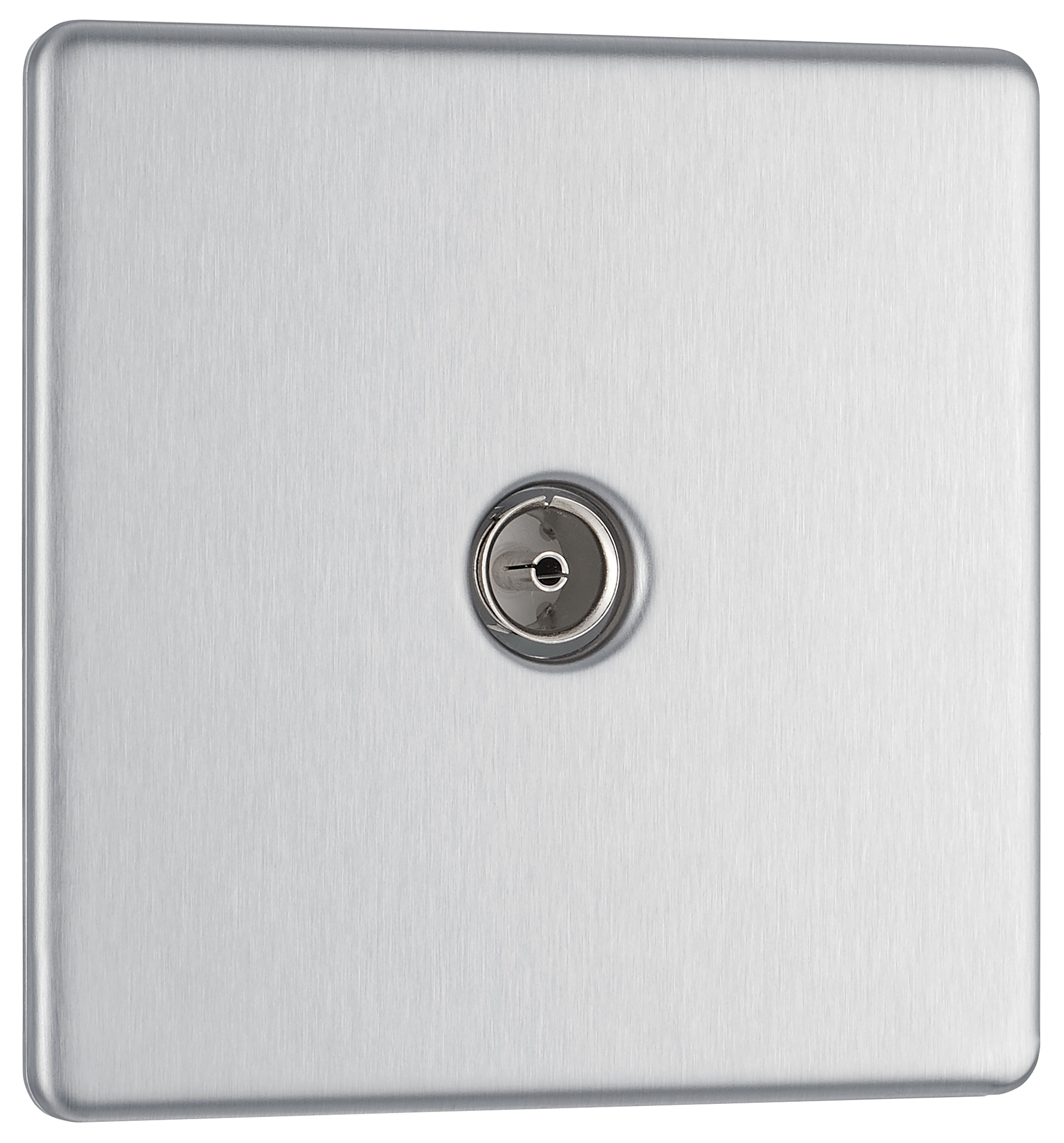 GoodHome Brushed Steel Single Screwless TV socket