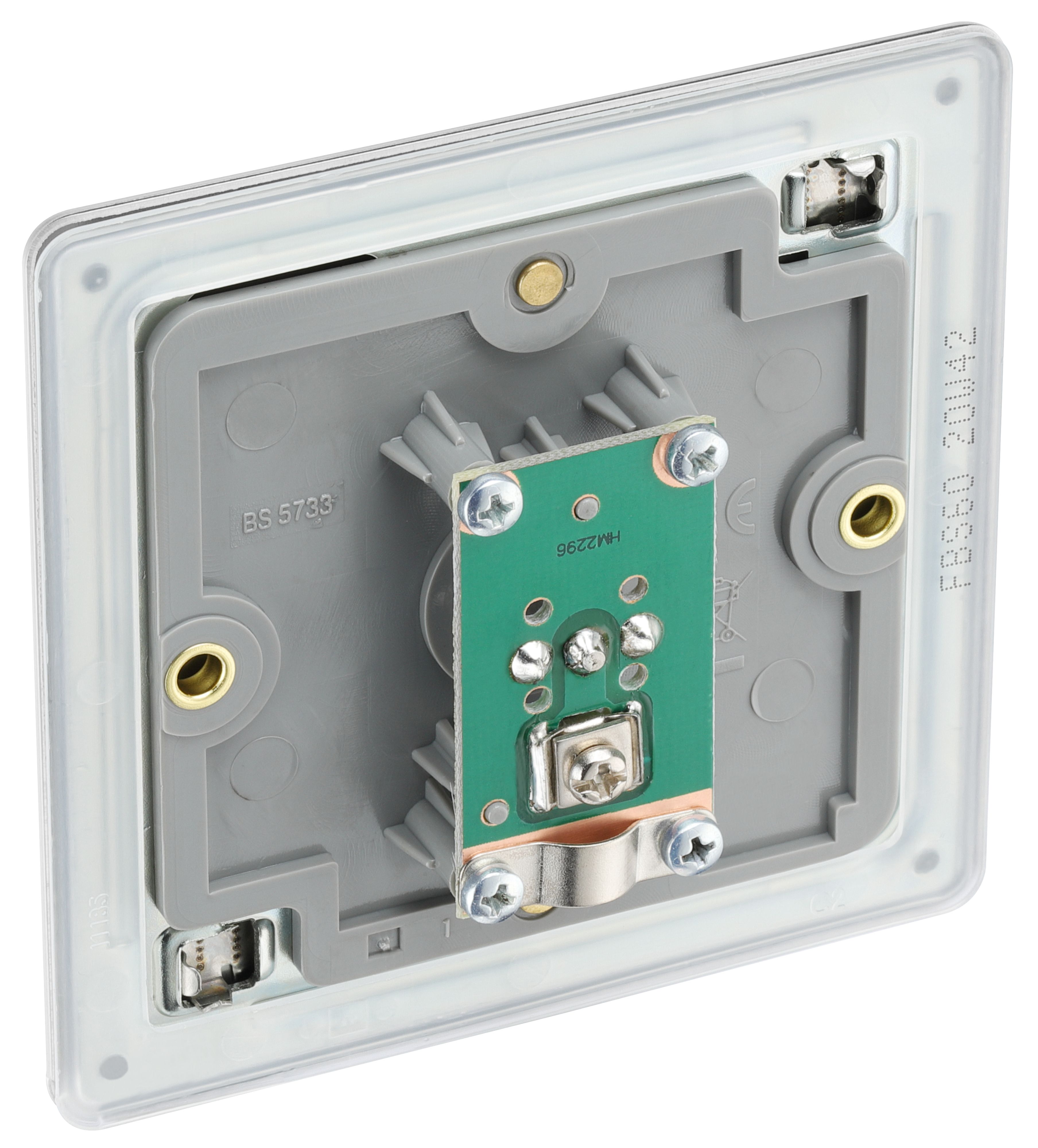 GoodHome Brushed Steel Single Screwless TV socket