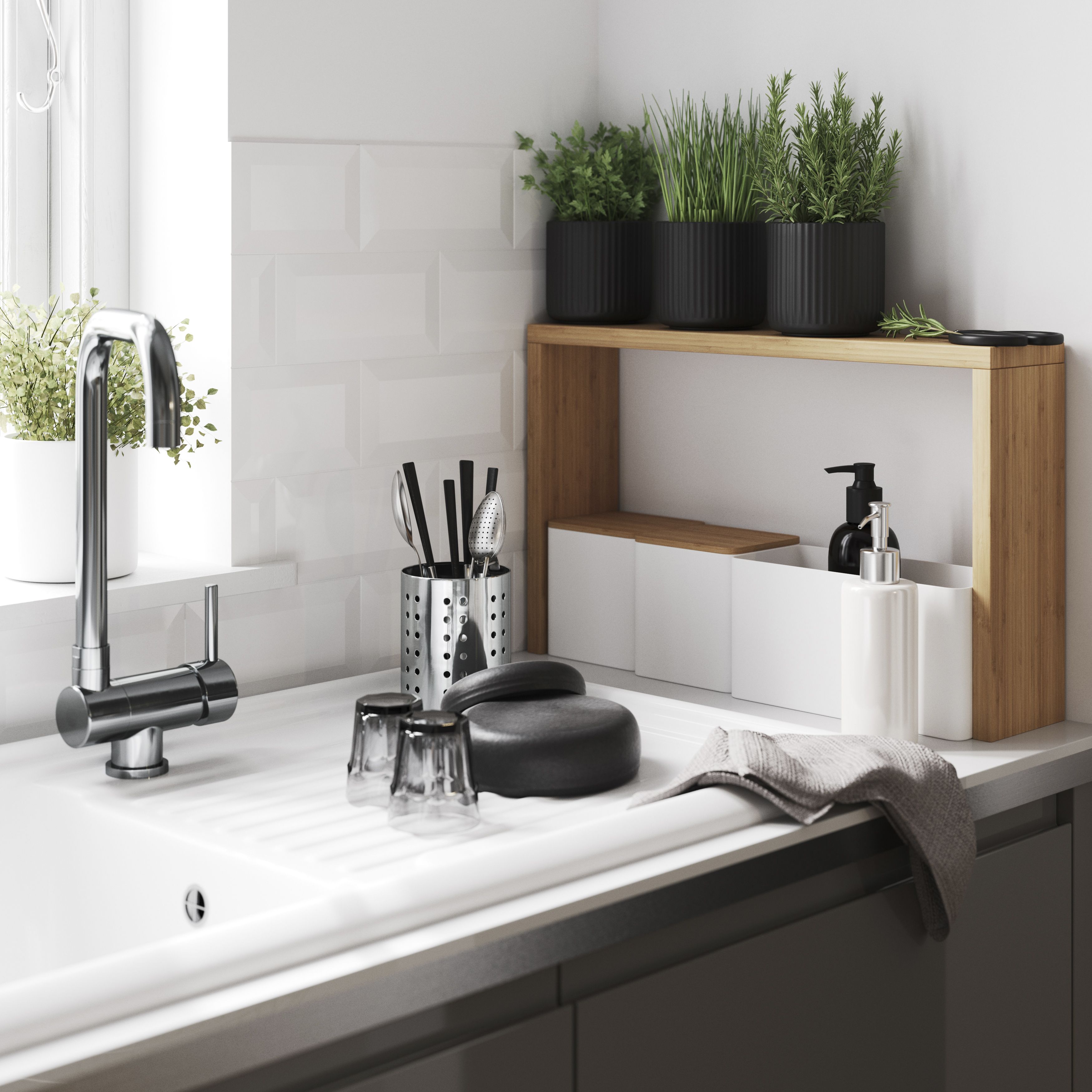 GoodHome Budu Natural Bamboo Worktop shelving