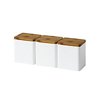 GoodHome Budu White Canister, Set of 3