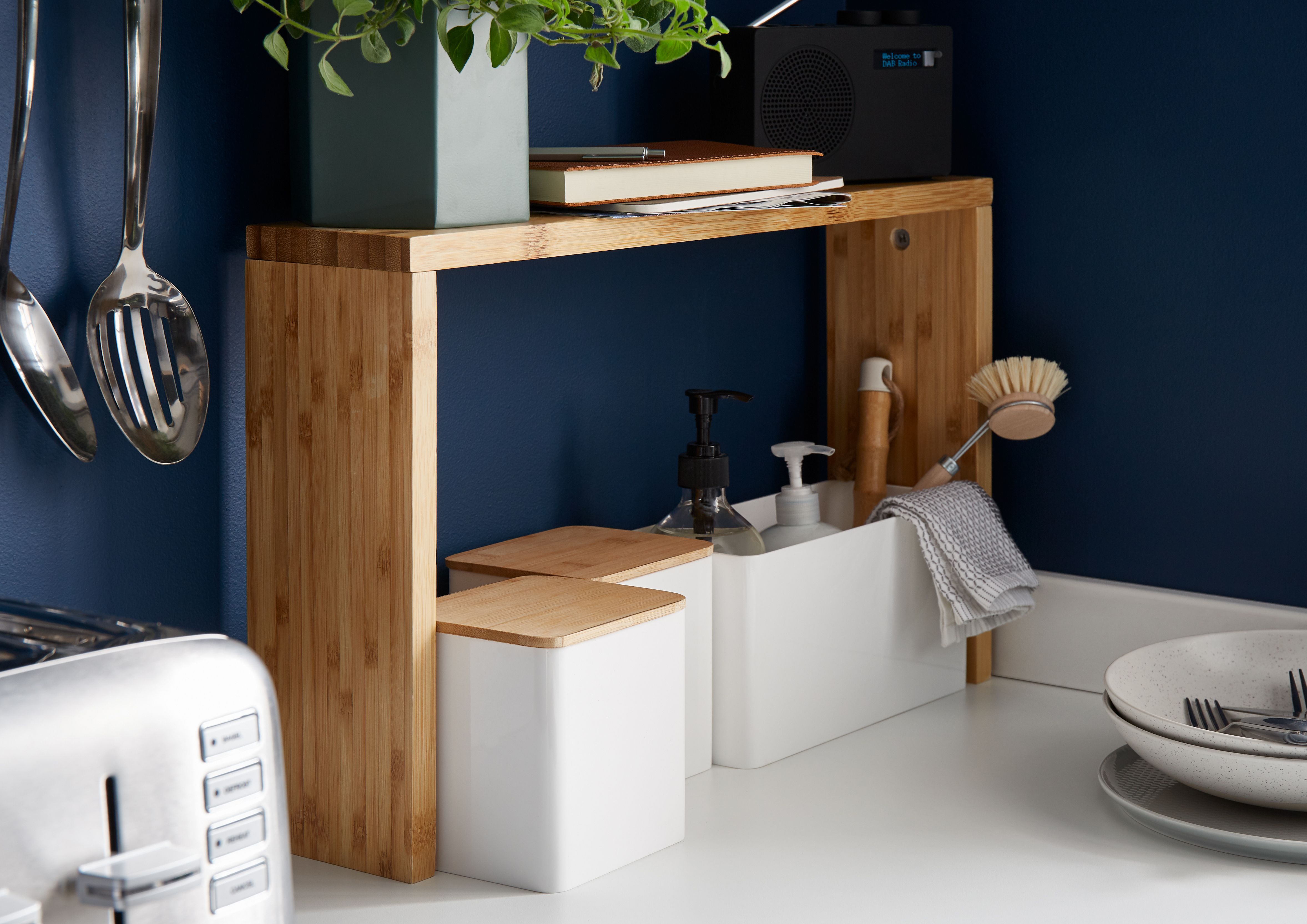 GoodHome Budu White Worktop storage set