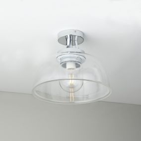 GoodHome Bugue Glass & metal Chrome effect Bathroom LED Ceiling light