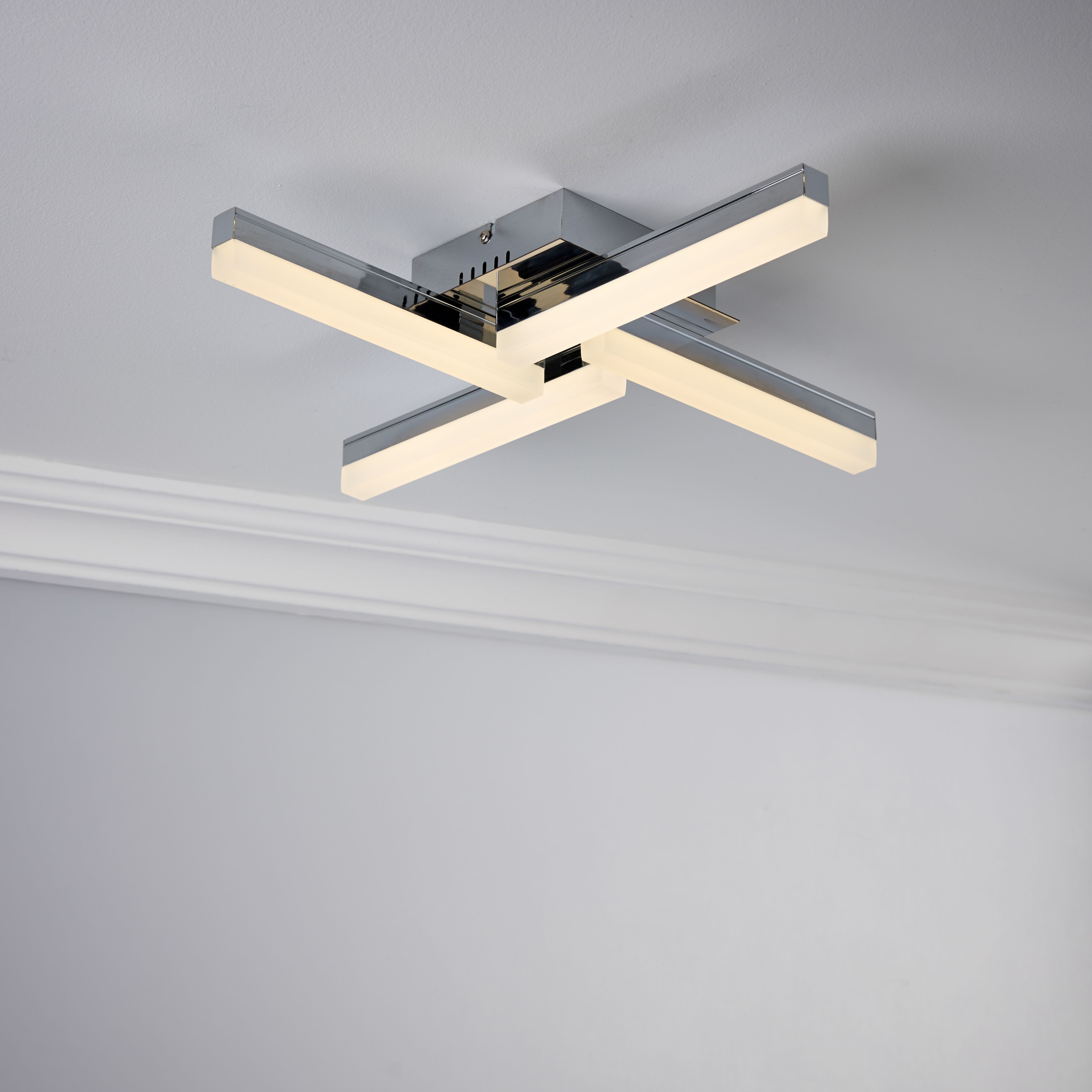 GoodHome Acrylic Ceiling DIY at | LED effect 4 & B&Q Lamp Burgos metal light Bathroom Chrome