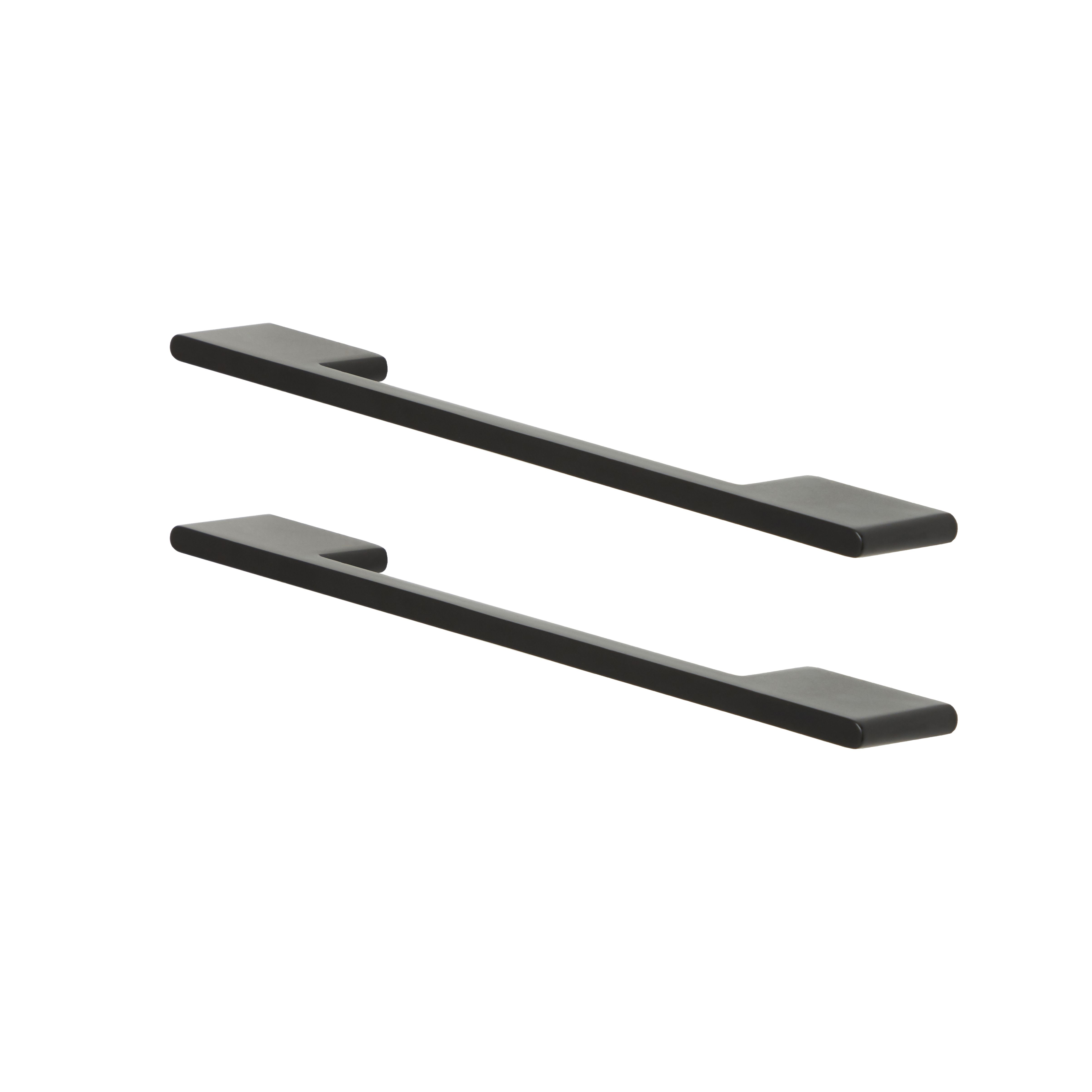 GoodHome Cacao Matt Black Kitchen cabinets Bar Pull Handle (L)22cm (D)30mm, Pack of 2