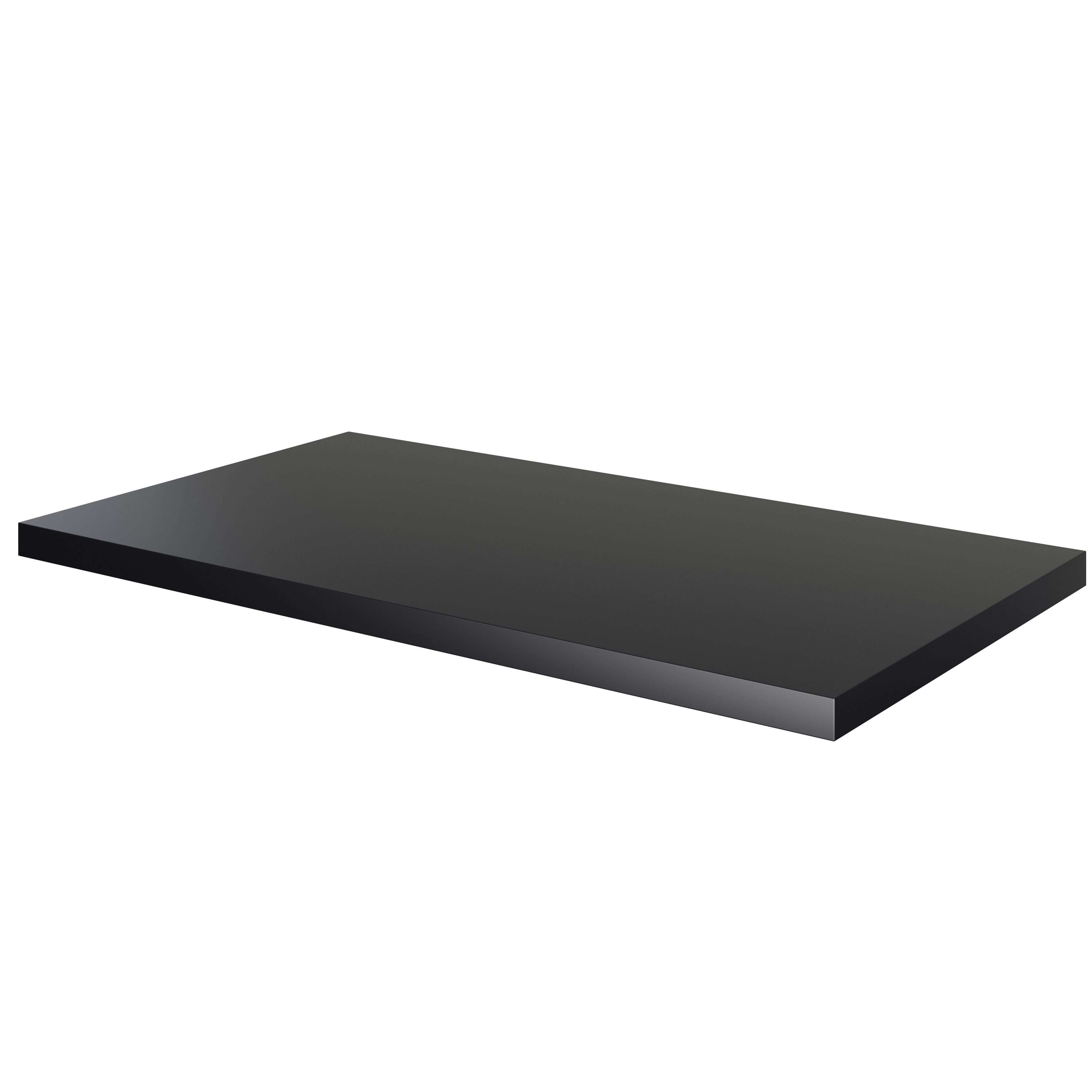 GoodHome Cadelia Matt Black Square edge Chipboard & laminate Bathroom Worktop (T) 2cm x (L) 80.5cm x (W) 45.5cm