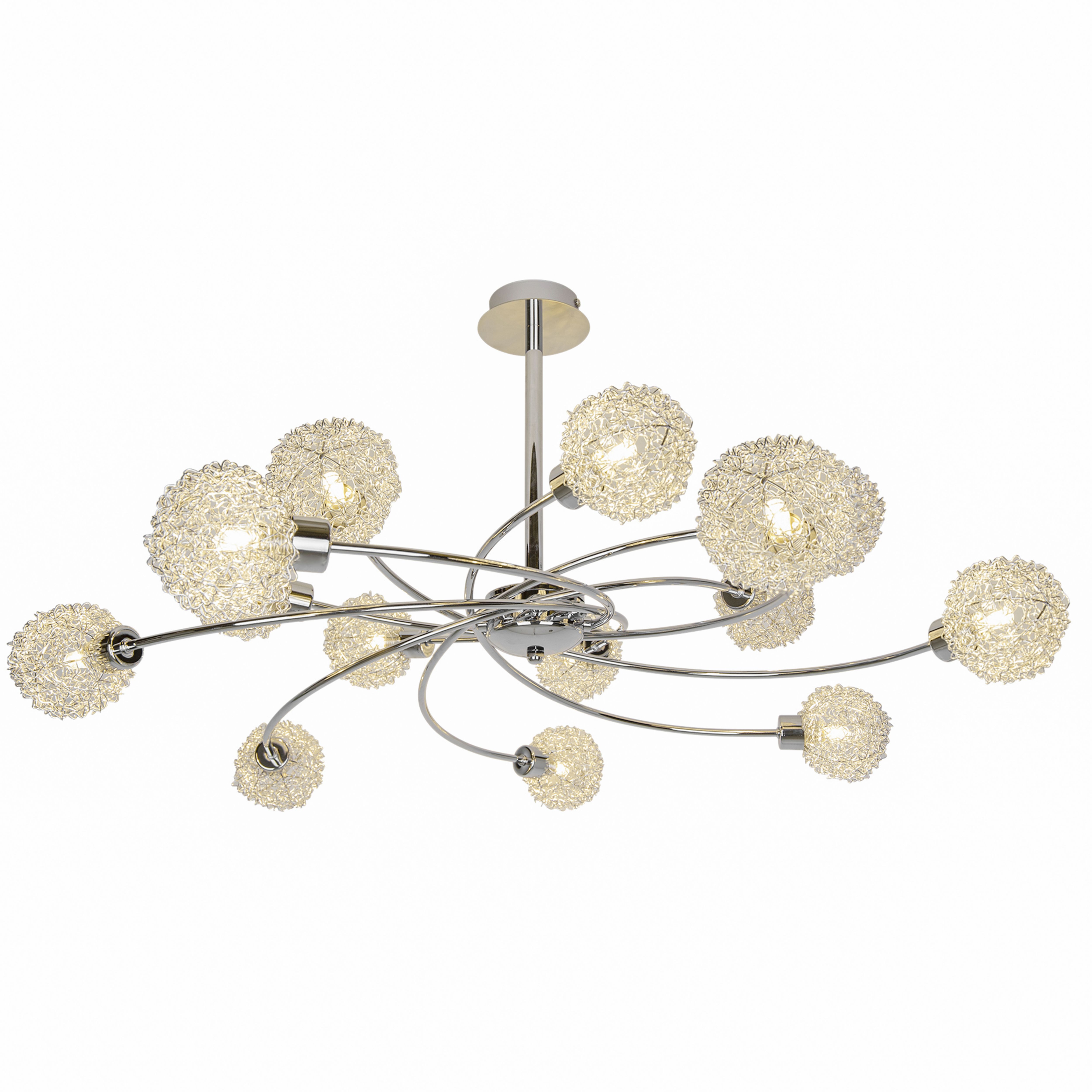 GoodHome Caelus Spiral Metal Chrome effect 14 Lamp Ceiling light
