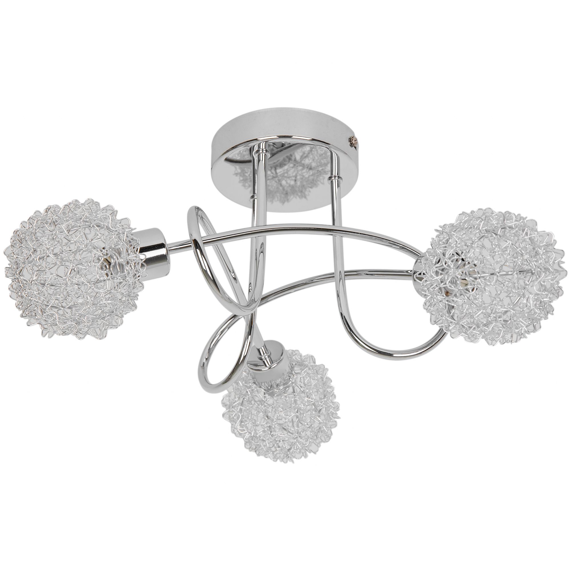 GoodHome Caelus Spiral Metal Chrome effect 3 Lamp Ceiling light