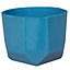 GoodHome Cahto Blue Ceramic Hexagonal Plant pot (Dia)13cm