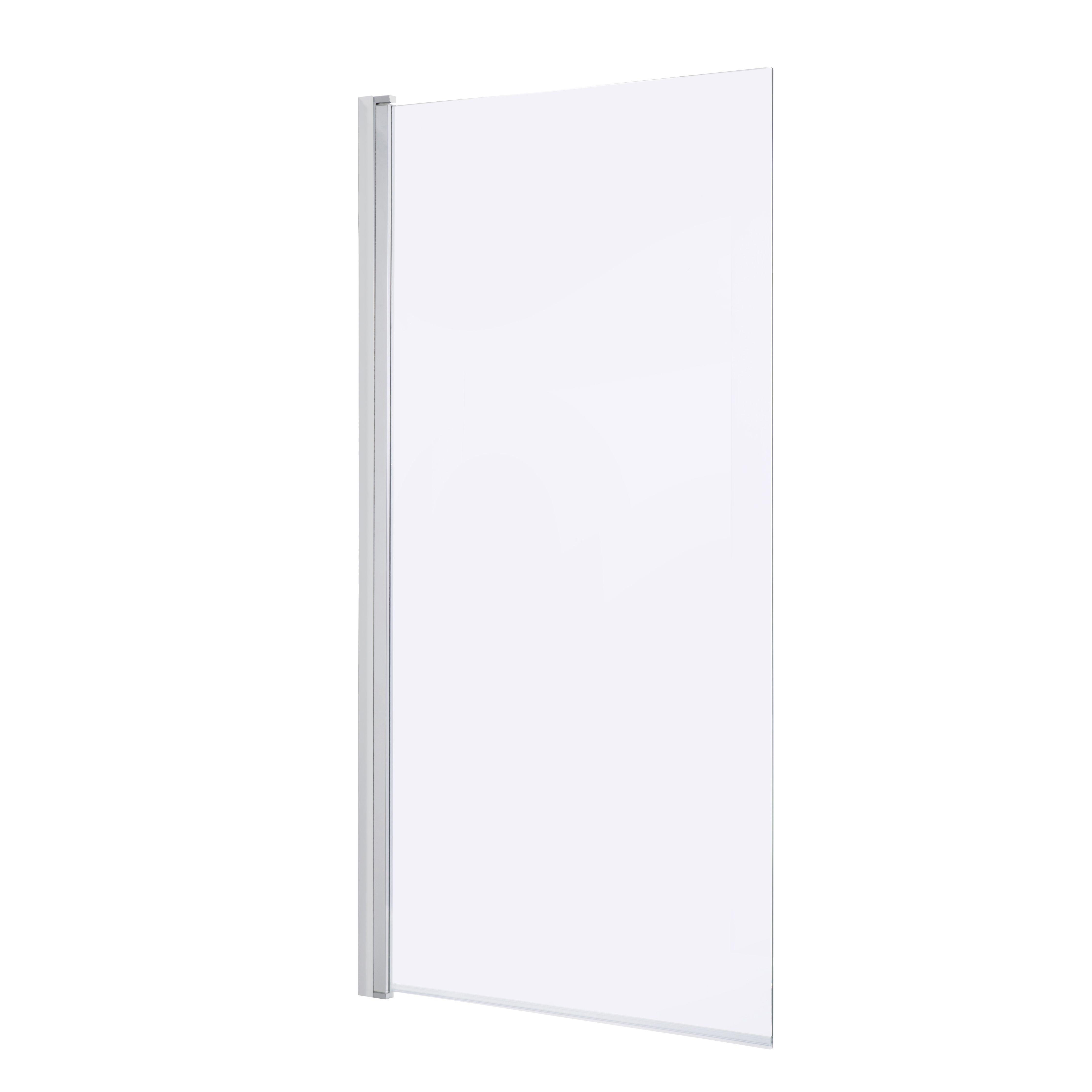 GoodHome calera Straight 1 panel Clear glass silver effect frame Bath screen, (W) 850mm (H) 1400mm