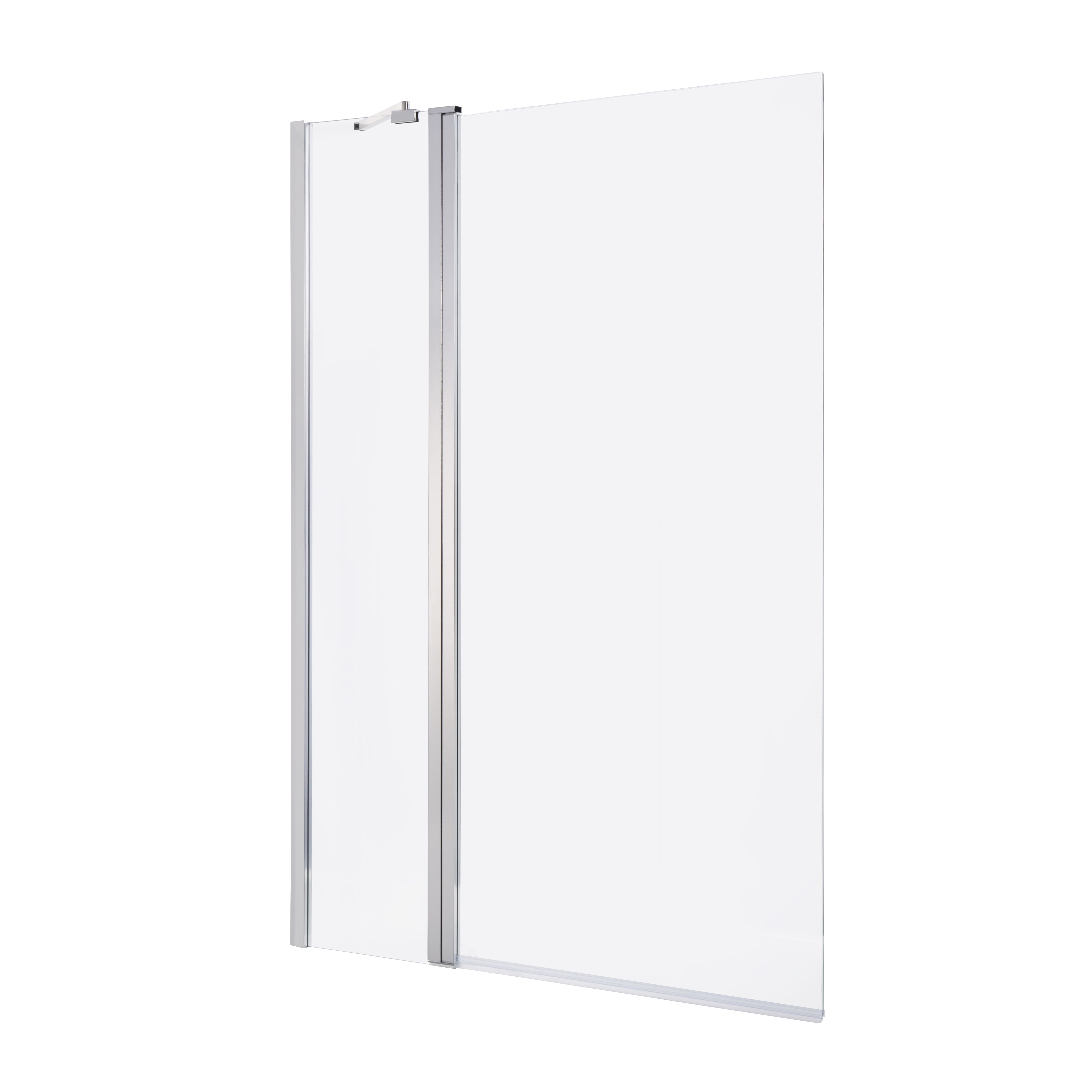 GoodHome calera Straight 2 panel Clear glass silver effect frame Bath screen, (W) 1040mm (H) 1400mm