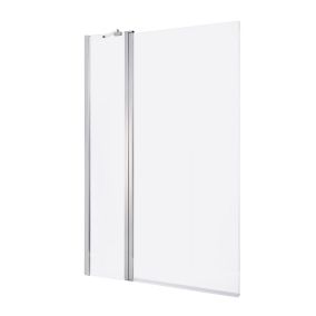 GoodHome calera Straight 2 panel Clear glass silver effect frame Bath screen, (W) 1040mm (H) 1400mm