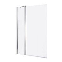 GoodHome calera Straight 2 panel Clear Silver effect frame Bath screen, (H)140cm (W)1040mm