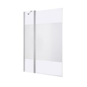 GoodHome Calera Straight 2 panel Frosted glass White Bath screen, (W) 1040mm (H) 1400mm