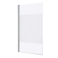 GoodHome calera White Straight 1 panel Frosted Chrome effect frame Bath screen, (H)140cm (W)865mm