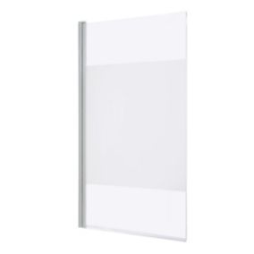 GoodHome calera White Straight 1 panel Frosted Chrome effect frame Bath screen, (H)140cm (W)865mm