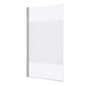 GoodHome calera White Straight 1 panel Frosted Chrome effect frame Bath screen, (W) 865mm (H) 1400mm