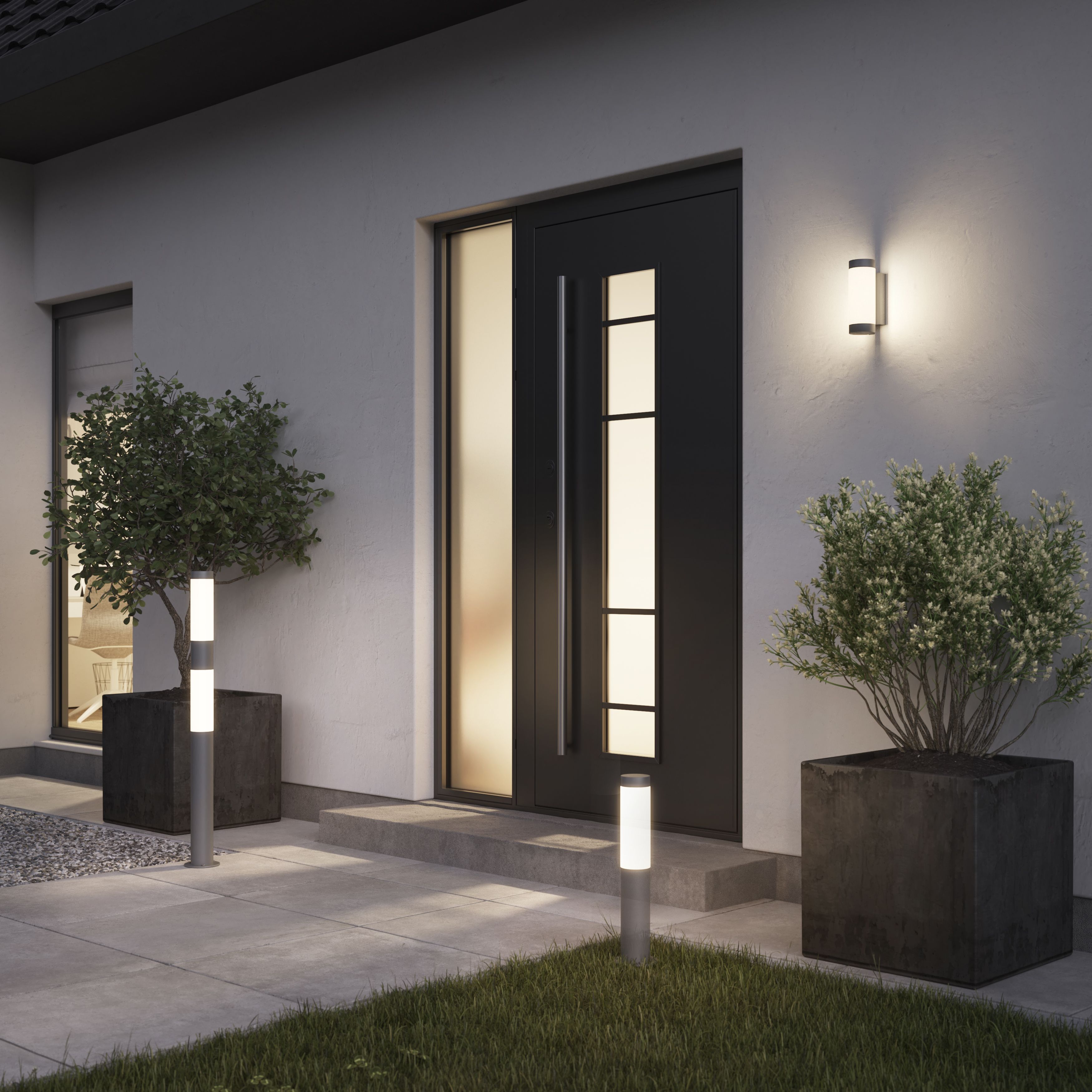 GoodHome callisto Contemporary Dark grey Mains-powered 1 lamp Integrated LED Outdoor Post light (H)480mm