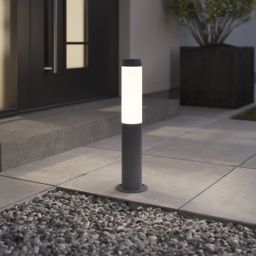 GoodHome Callisto Dark grey Mains-powered 1 lamp Integrated LED Outdoor Post light (H)480mm
