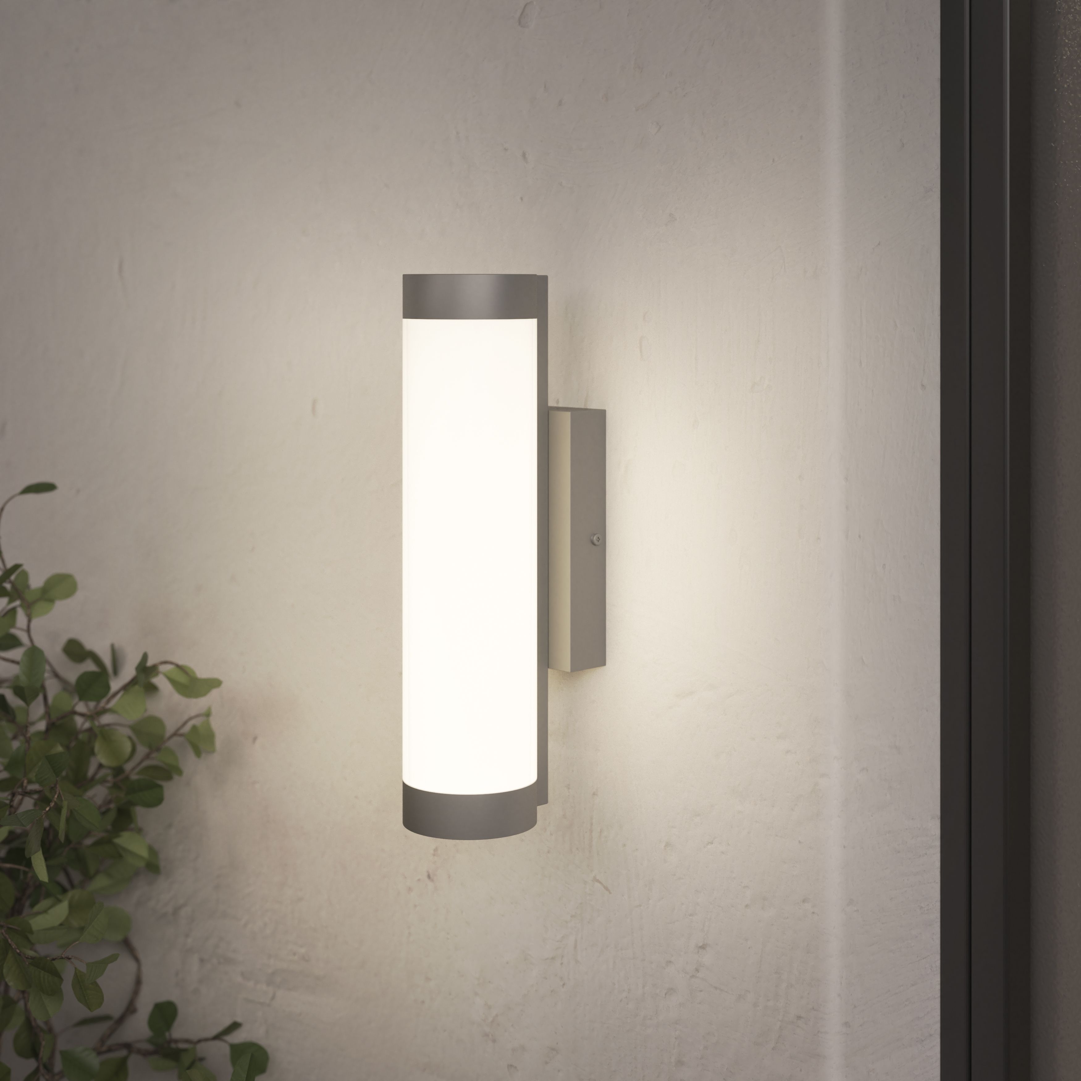 GoodHome Callisto Fixed Matt Dark grey Mains-powered Integrated LED Outdoor Contemporary Wall light 1400lm (Dia)7.6cm