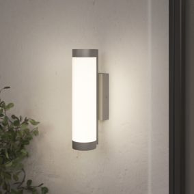 GoodHome Callisto Fixed Matt Dark grey Mains-powered Integrated LED Outdoor Contemporary Wall light 1400lm (Dia)7.6cm