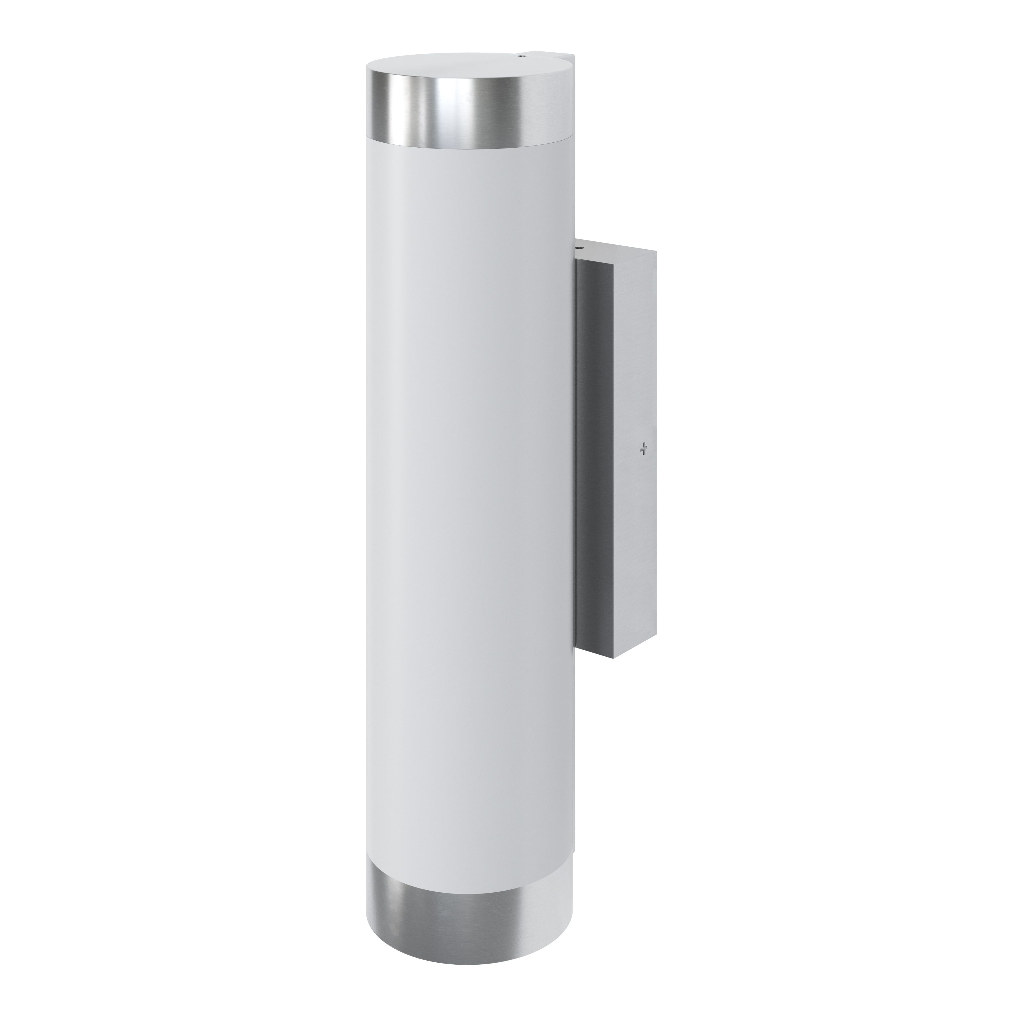 GoodHome Callisto Fixed Satin Stainless steel Mains-powered Integrated LED Outdoor Contemporary Wall light 1400lm (Dia)7.6cm