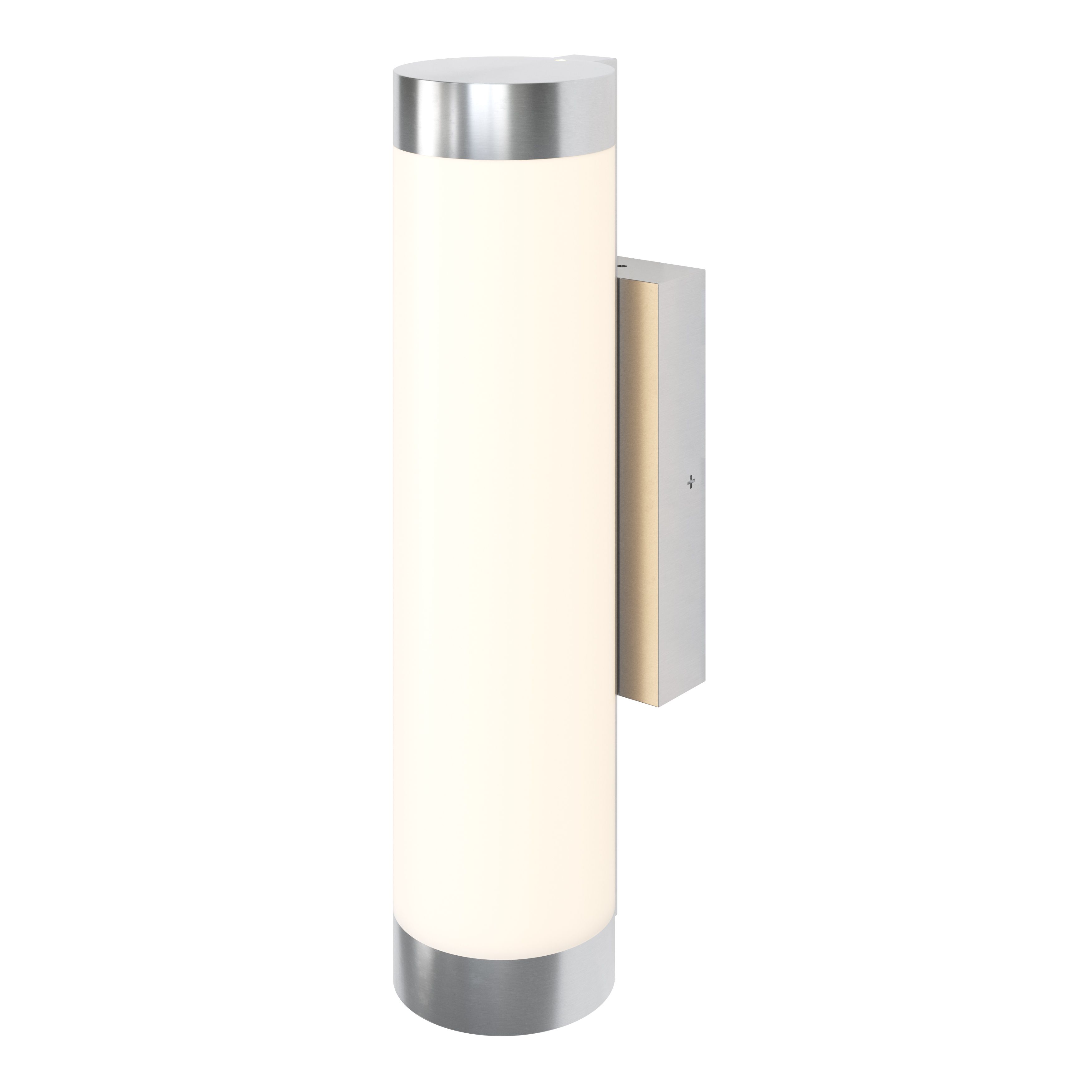 GoodHome Callisto Fixed Satin Stainless steel Mains-powered Integrated LED Outdoor Contemporary Wall light 1400lm (Dia)7.6cm