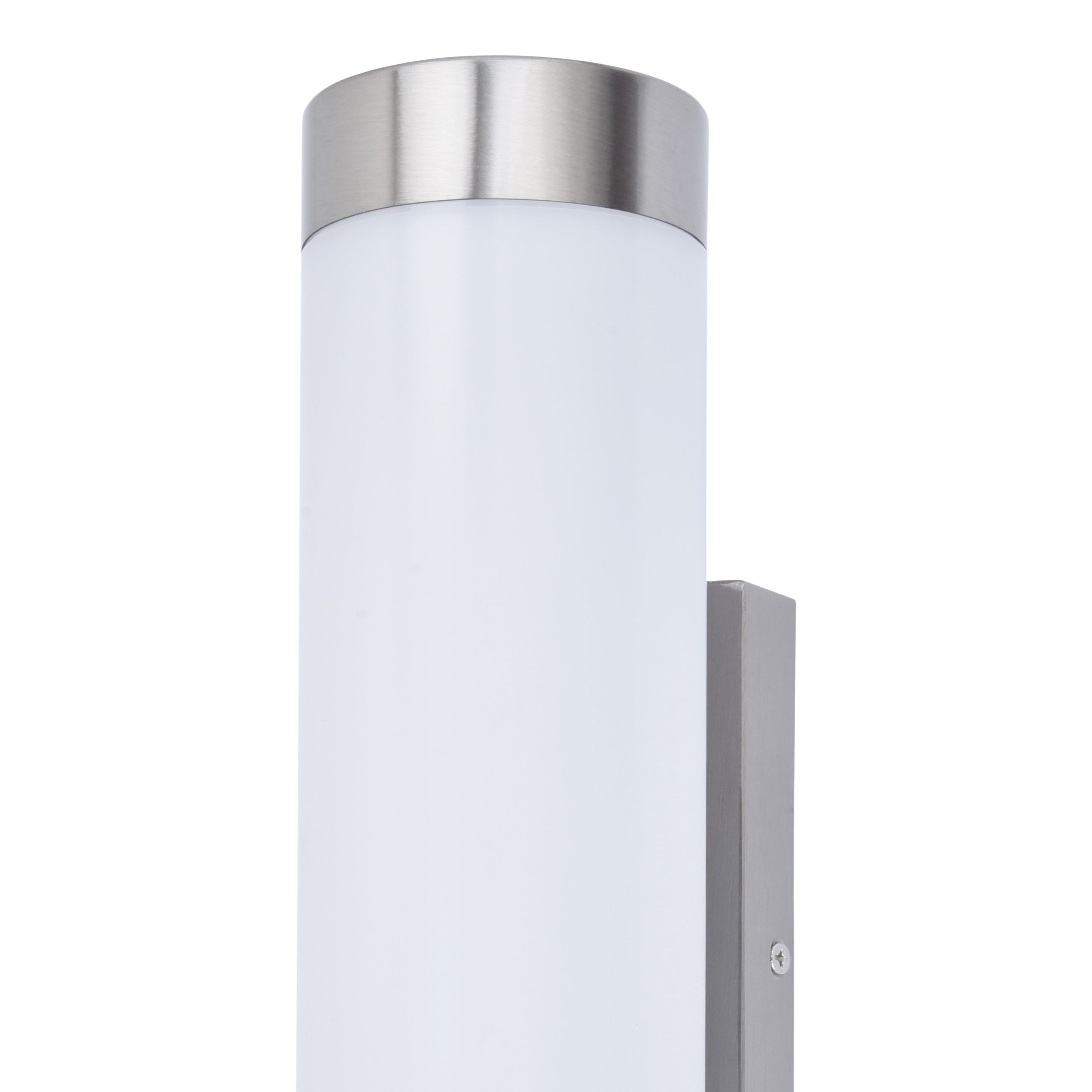 GoodHome Callisto Fixed Satin Stainless steel Mains-powered Integrated LED Outdoor Contemporary Wall light 1400lm (Dia)7.6cm