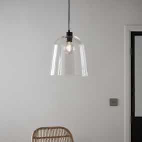 GoodHome Calume Transparent Pendant ceiling light, (Dia)180mm