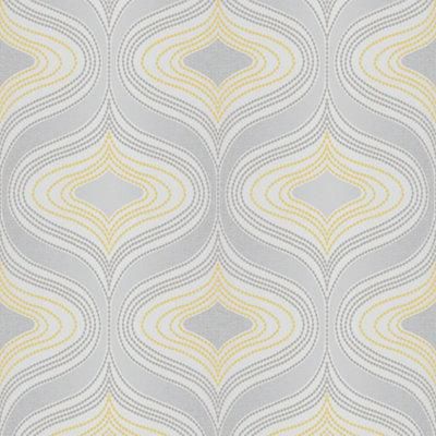 GoodHome Calveley Grey & yellow Glitter & mica effect Diamond Textured Wallpaper