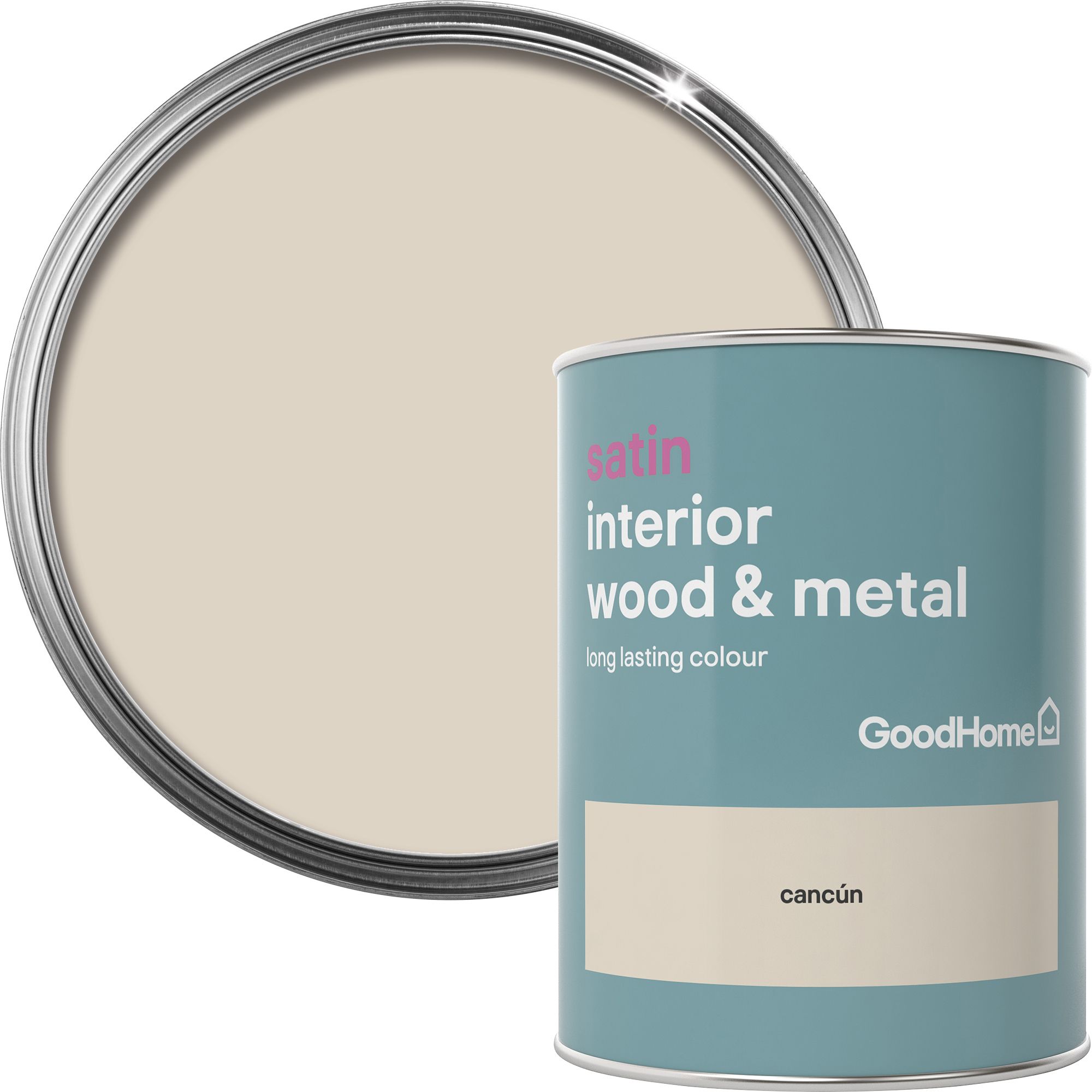 GoodHome Cancún Satin Metal & wood paint, 750ml