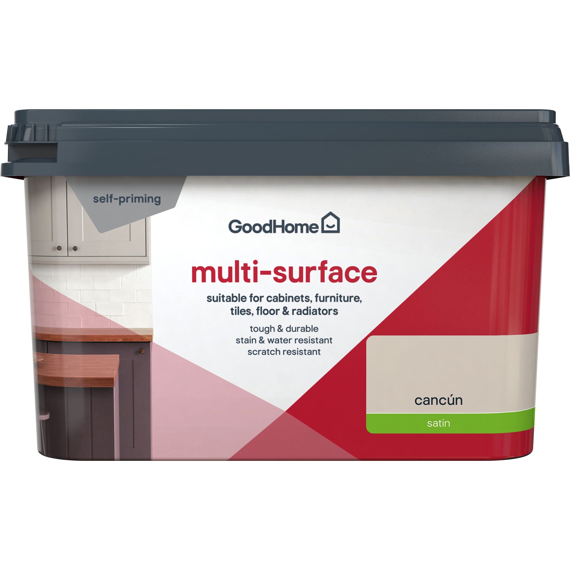 GoodHome Cancún Satin Multi-surface paint, 2L