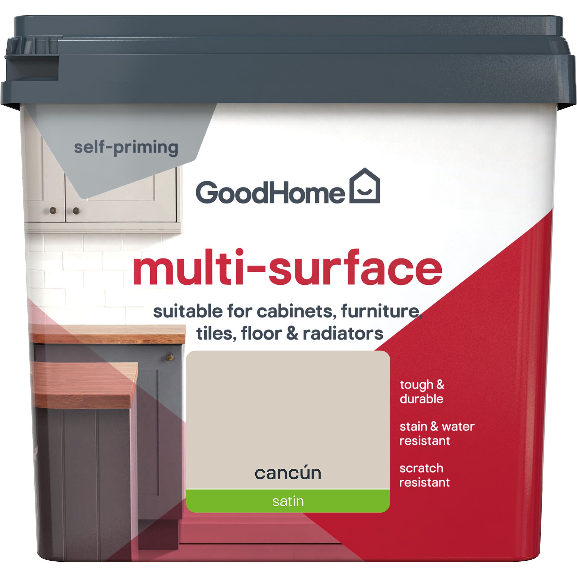 GoodHome Cancún Satin Multi-surface paint, 750ml