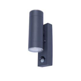 GoodHome Candiac Fixed Matt Dark grey Integrated LED PIR Motion sensor Outdoor Wall light
