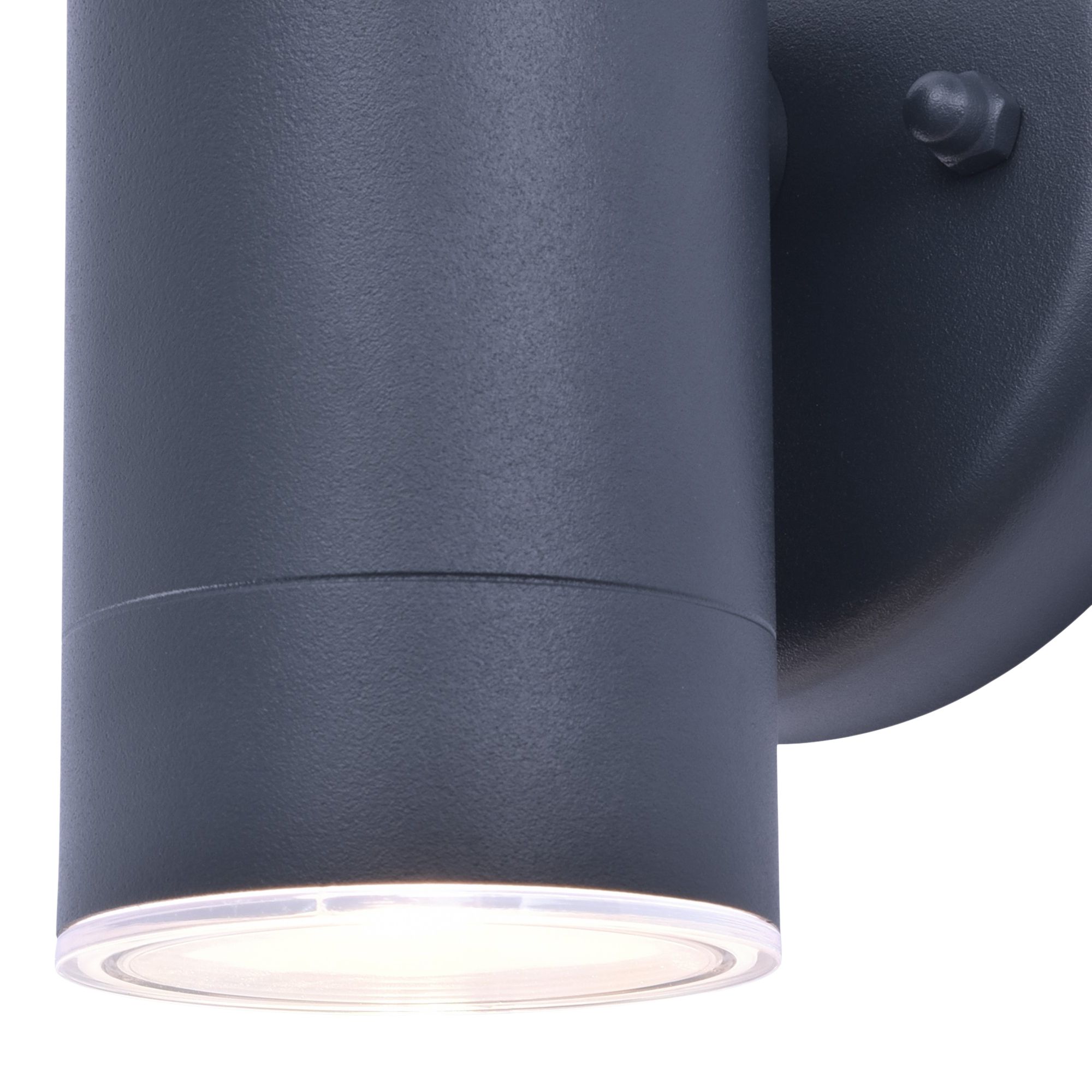 GoodHome Candiac Fixed Matt Dark grey Mains-powered Integrated LED Outdoor Contemporary Wall light 380lm (Dia)6cm