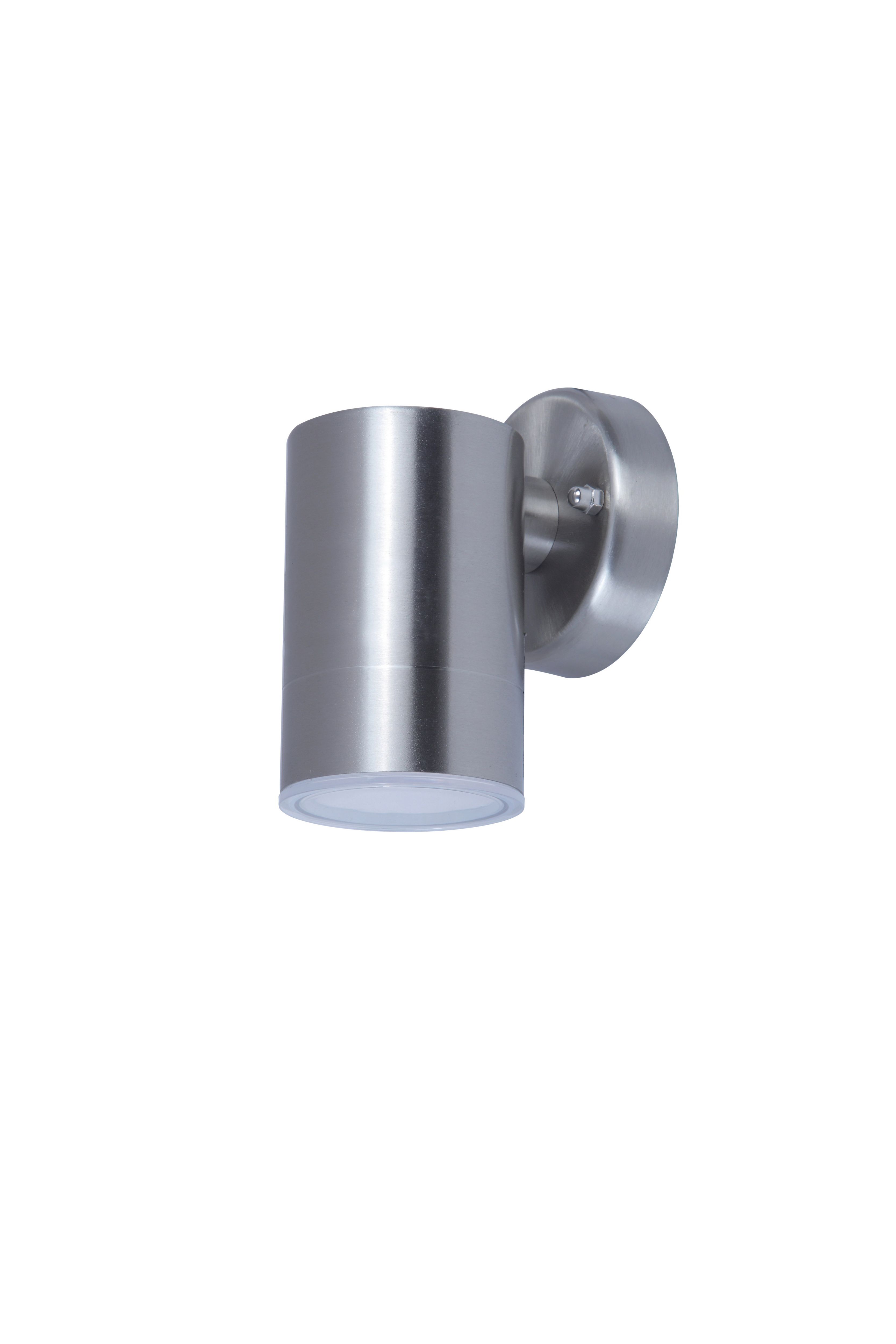 GoodHome Candiac Fixed Stainless steel Mains-powered Integrated LED Outdoor Contemporary Wall light 380lm (Dia)6cm