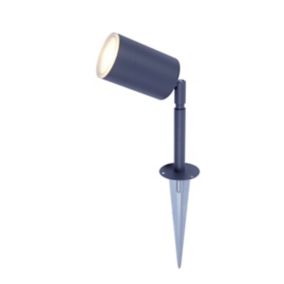 GoodHome Candiac Matt Dark Grey Silver effect Integrated LED Outdoor Stake light (D)60mm