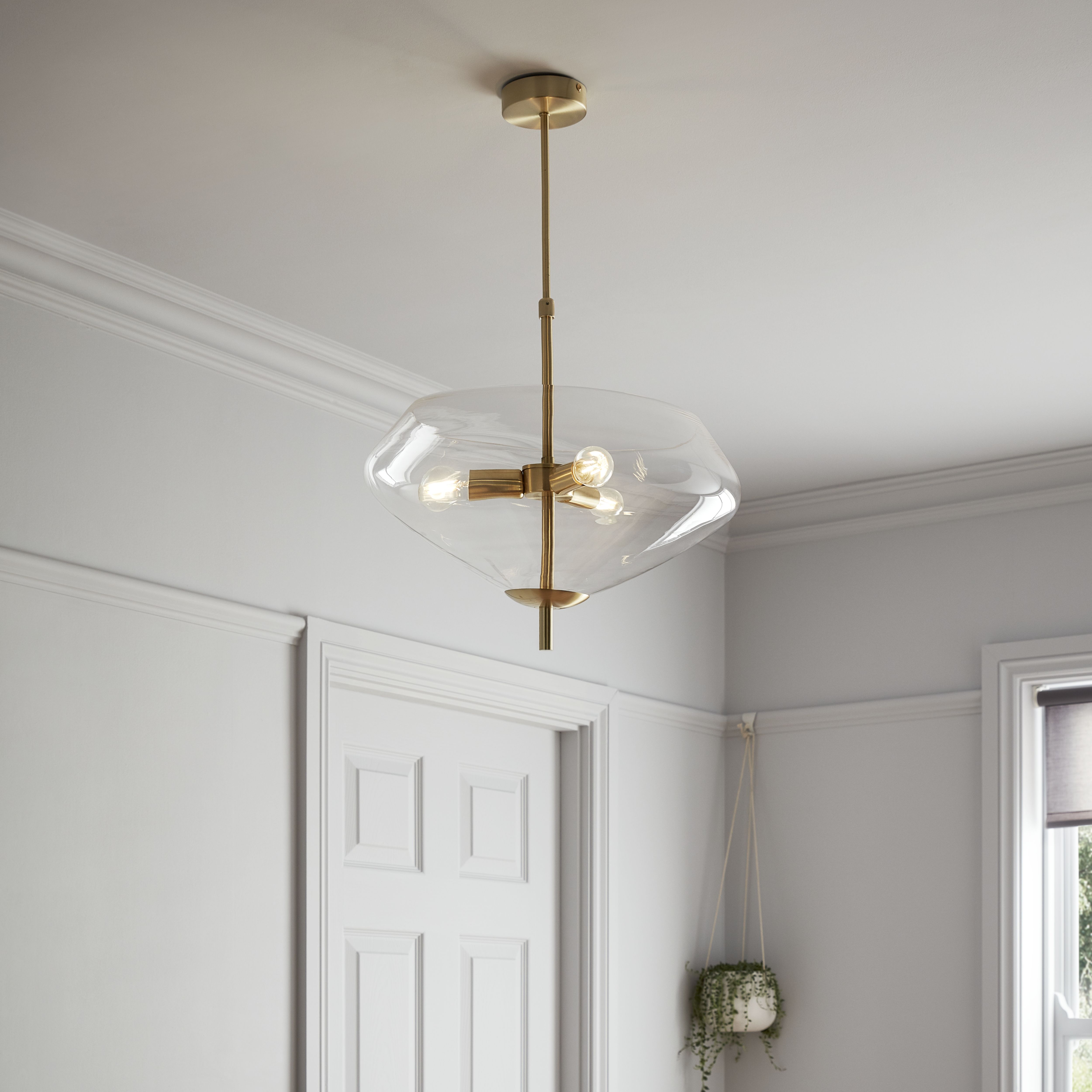 Buy GoodHome Capolin Brass Effect 3 Lamp Pendant Ceiling Light, (Dia ...