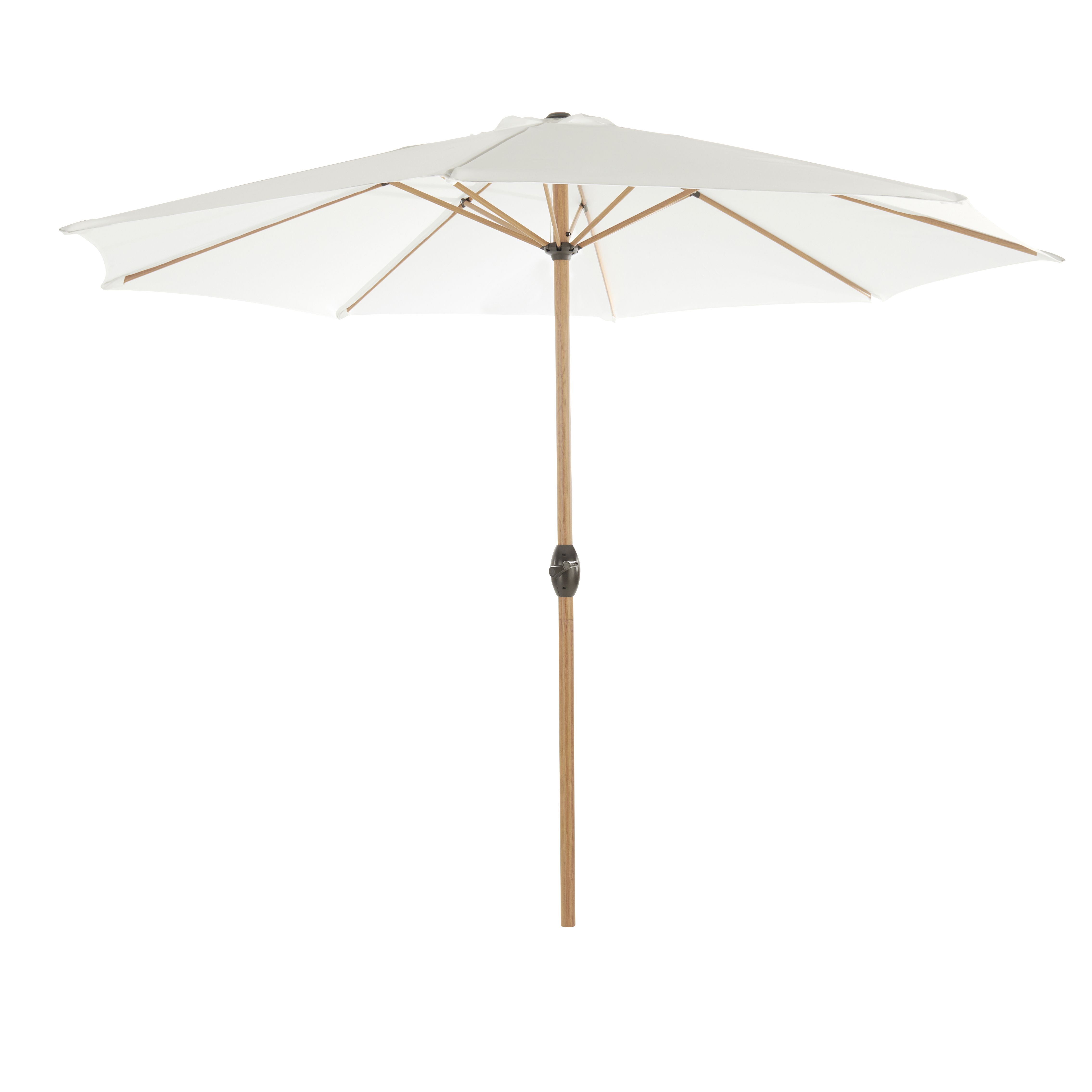 GoodHome Capraia Wood Effect H 2.5m Bright white Standing parasol