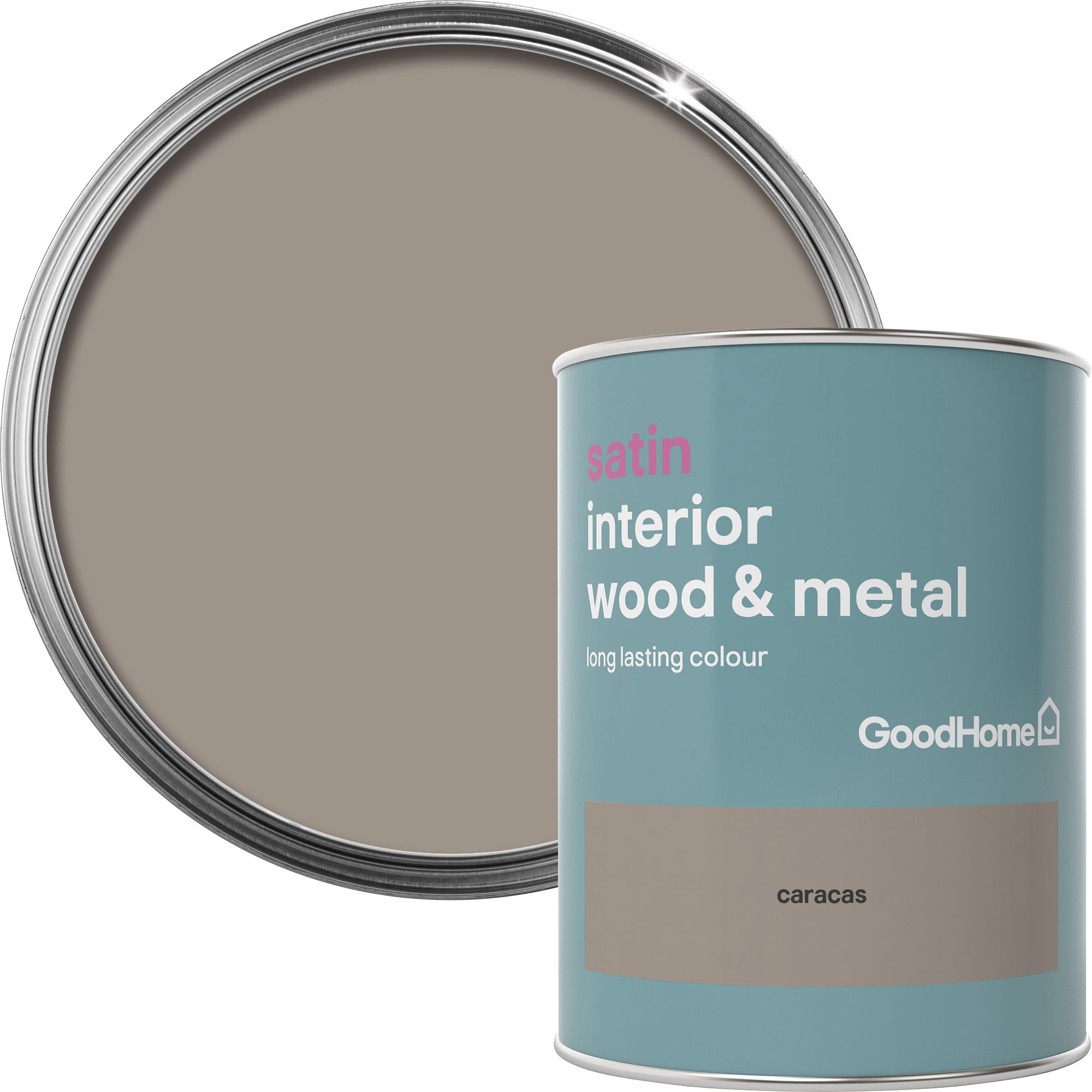 GoodHome Caracas Satin Metal & wood paint, 750ml