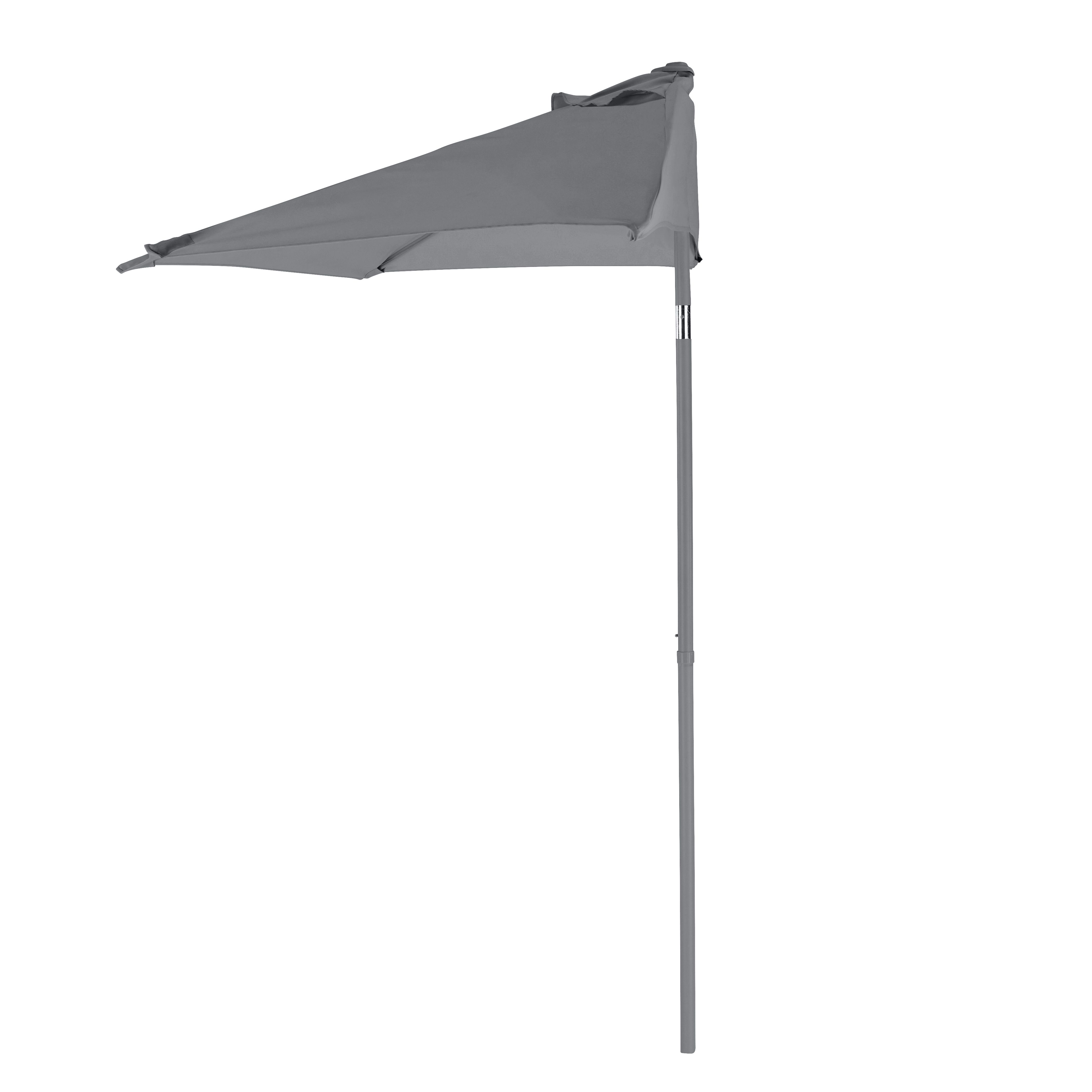 GoodHome Carambole Half (W) 1.17m (H) 2.16m Steel grey Standing parasol