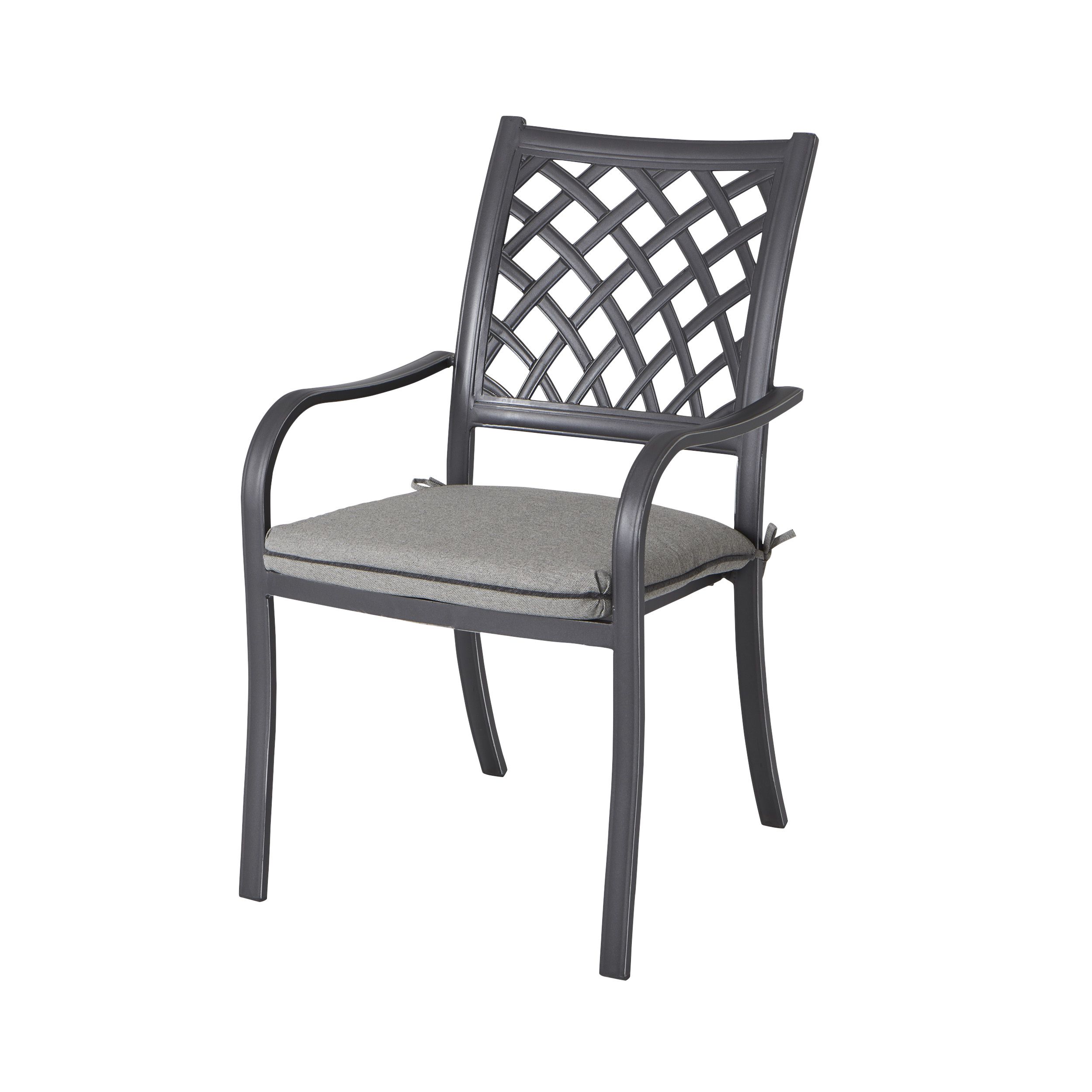 GoodHome Carambole Metal Dark grey Dining Armchair DIY at B Q