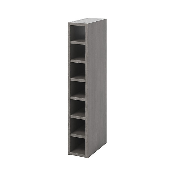 Goodhome Caraway Grey Oak Effect Tall, White Wine Cabinet Tall