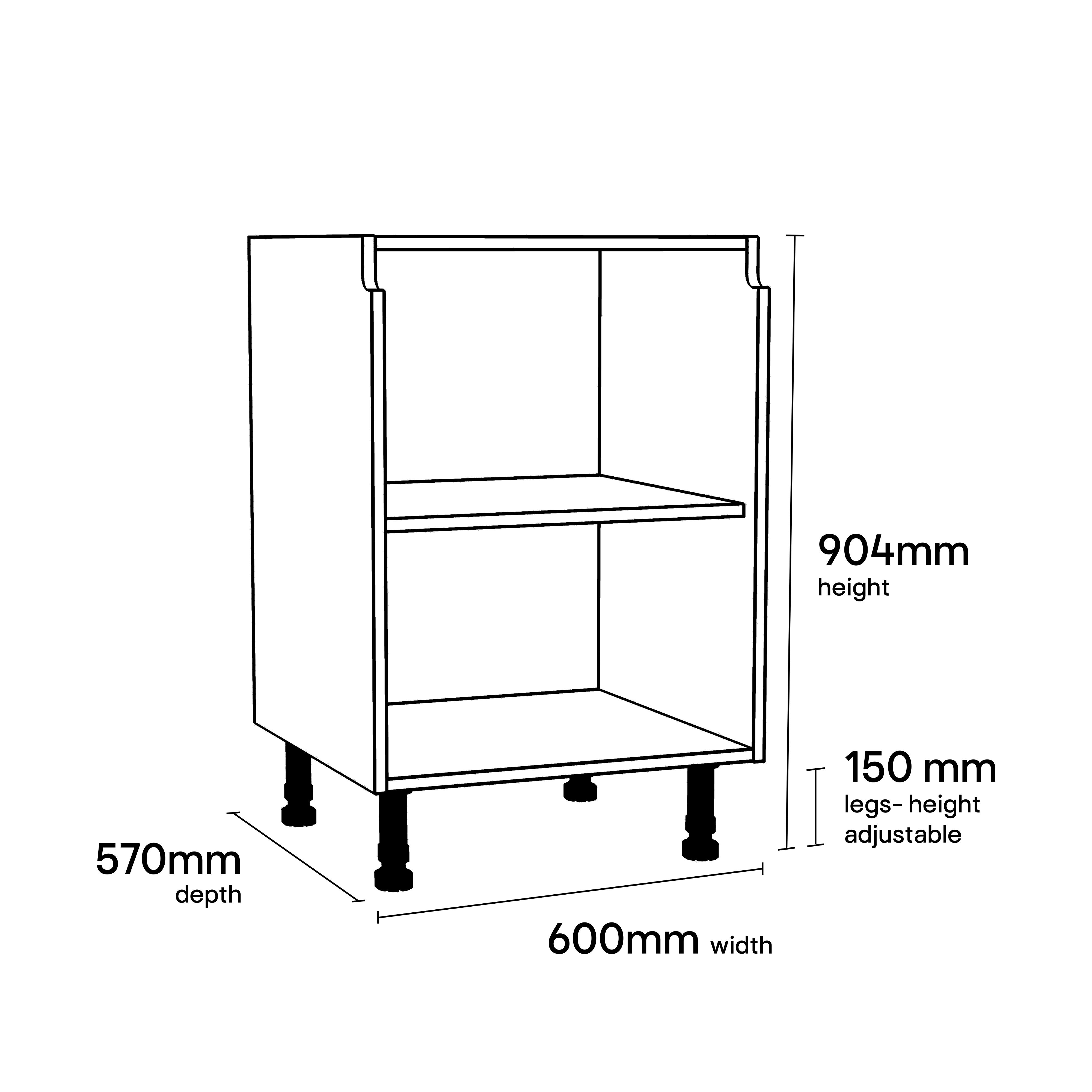GoodHome Caraway Innovo White Base cabinet, (W)600mm