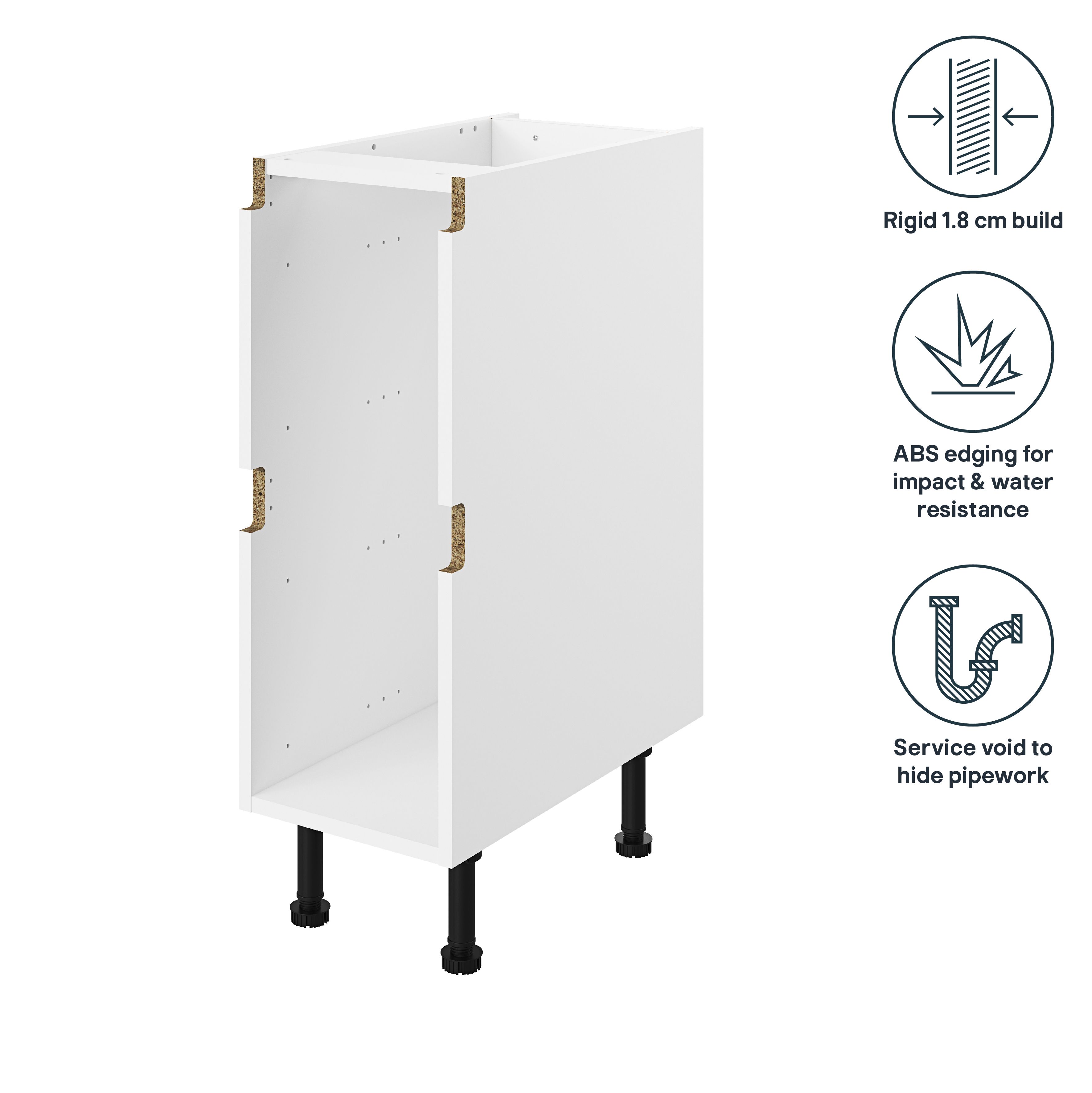 GoodHome Caraway Innovo White Drawer Base cabinet, (W)300mm
