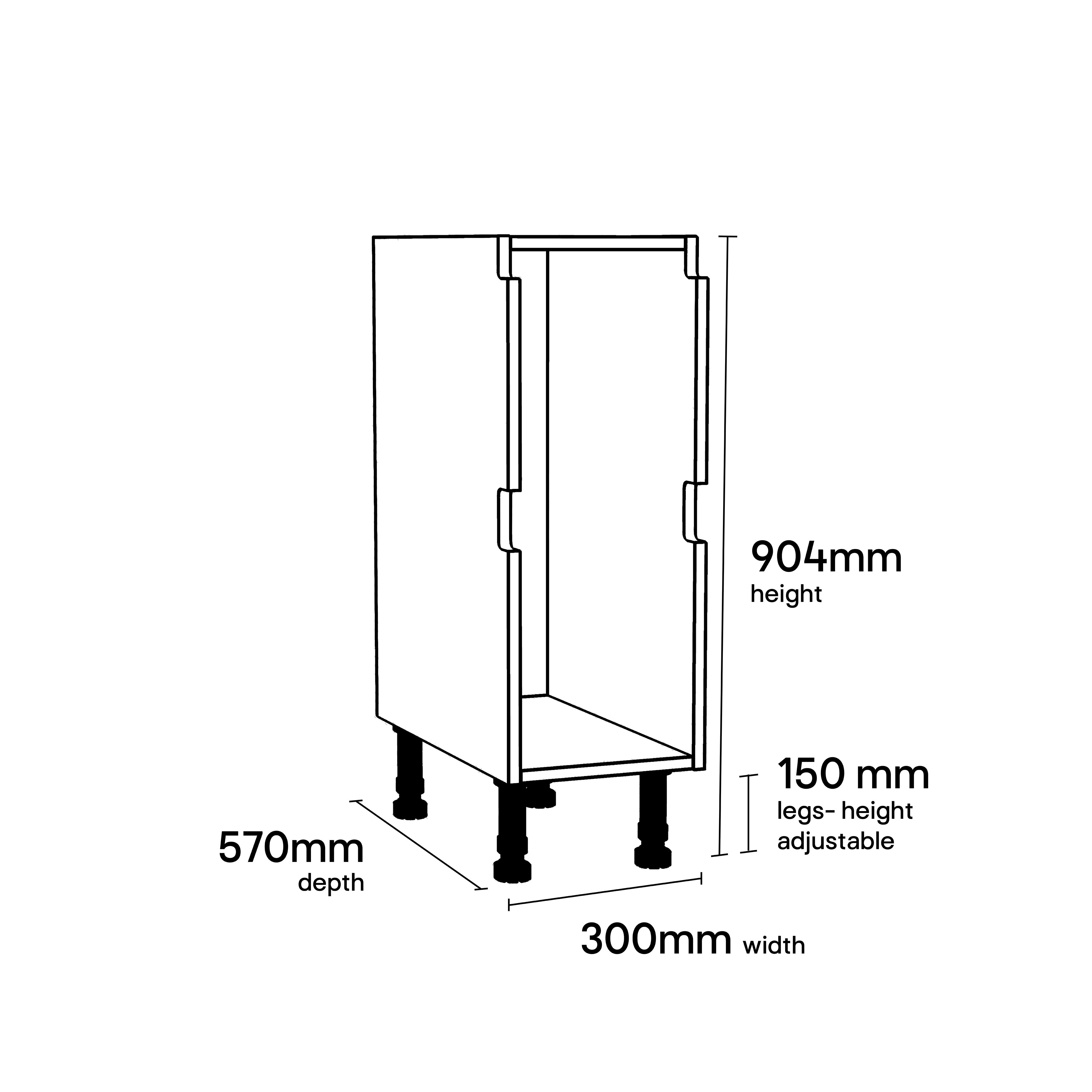GoodHome Caraway Innovo White Drawer Base cabinet, (W)300mm