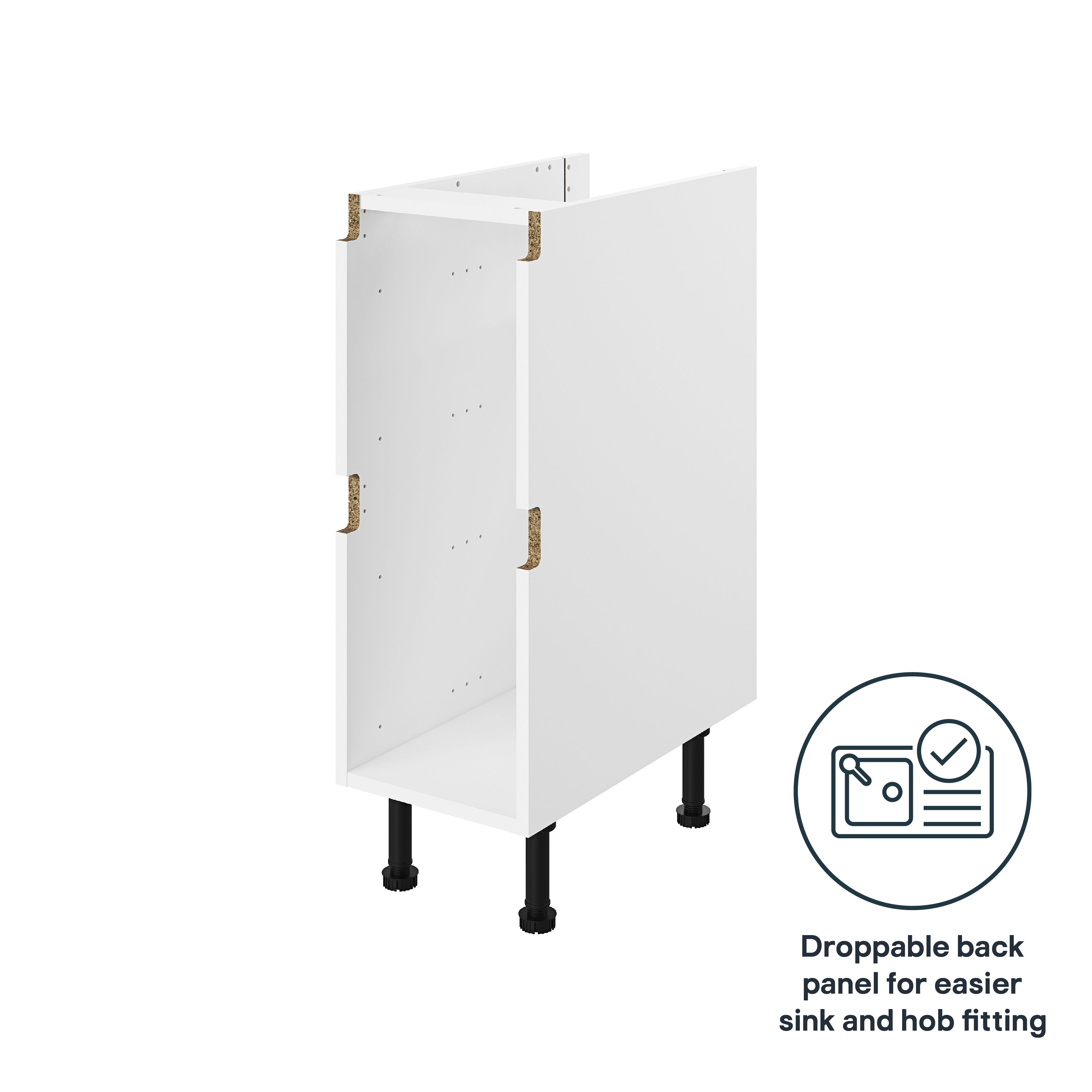 GoodHome Caraway Innovo White Drawer Base cabinet, (W)300mm