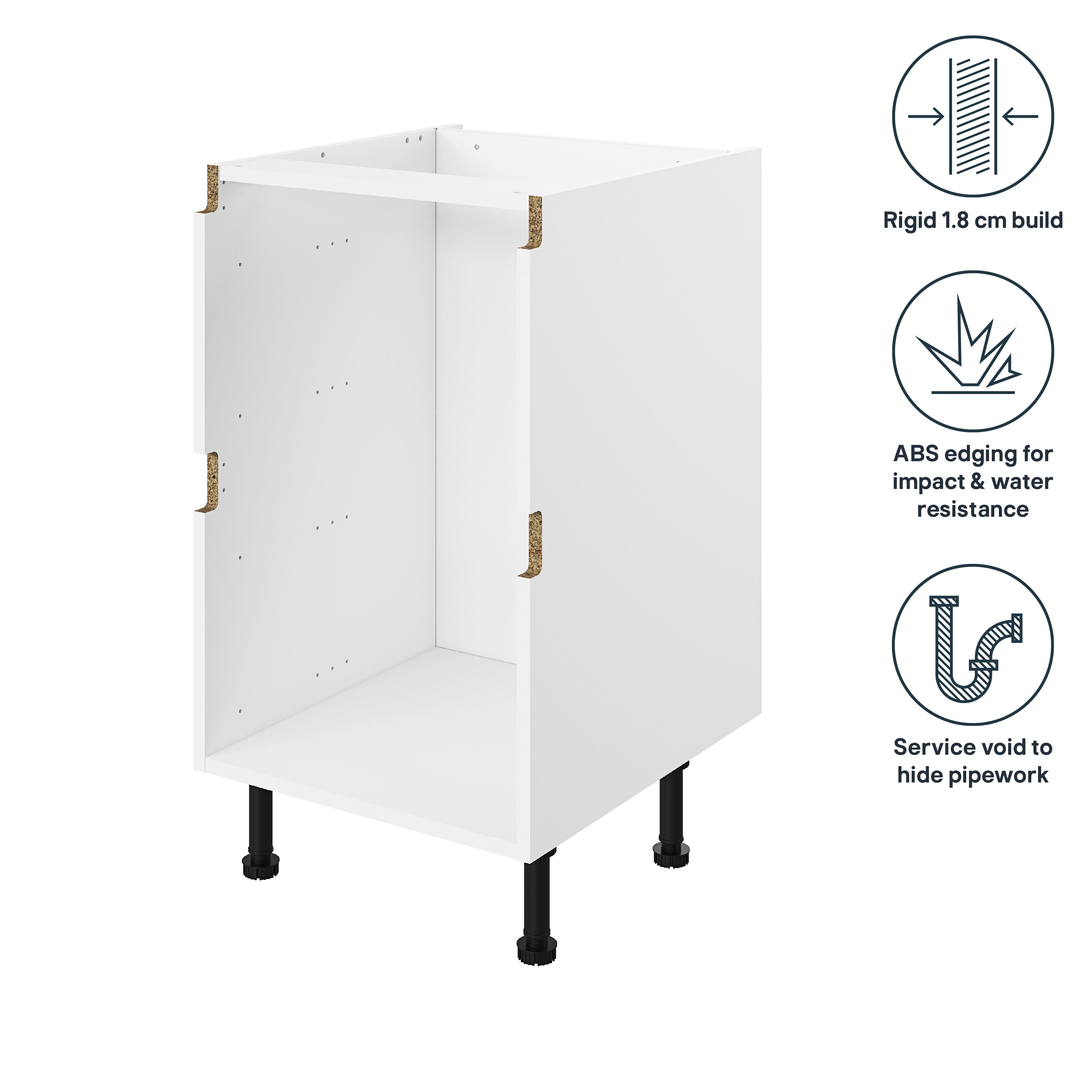GoodHome Caraway Innovo White Drawer Base unit, (W)600mm