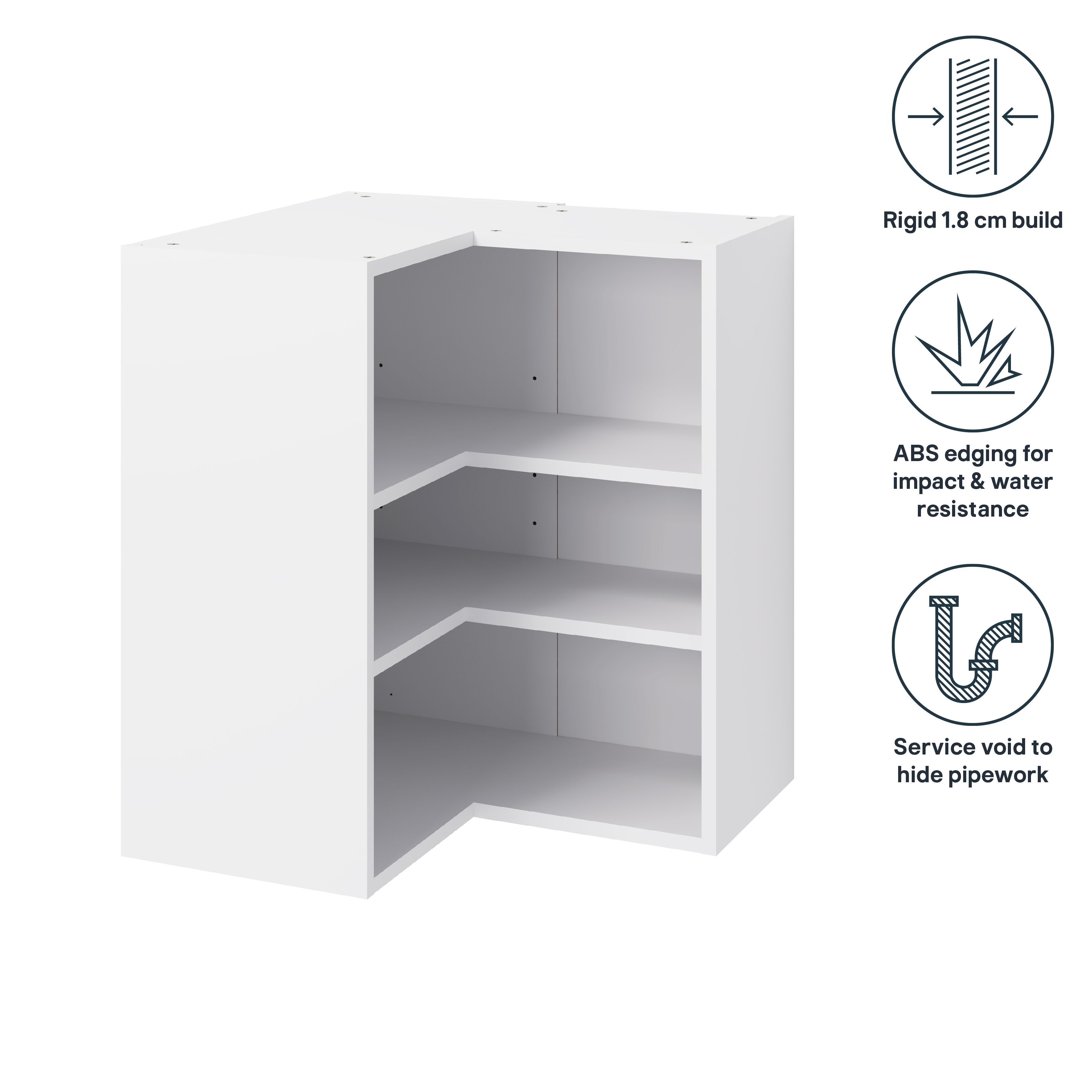 GoodHome Caraway Matt White Corner Wall cabinet W 630mm D 320mm